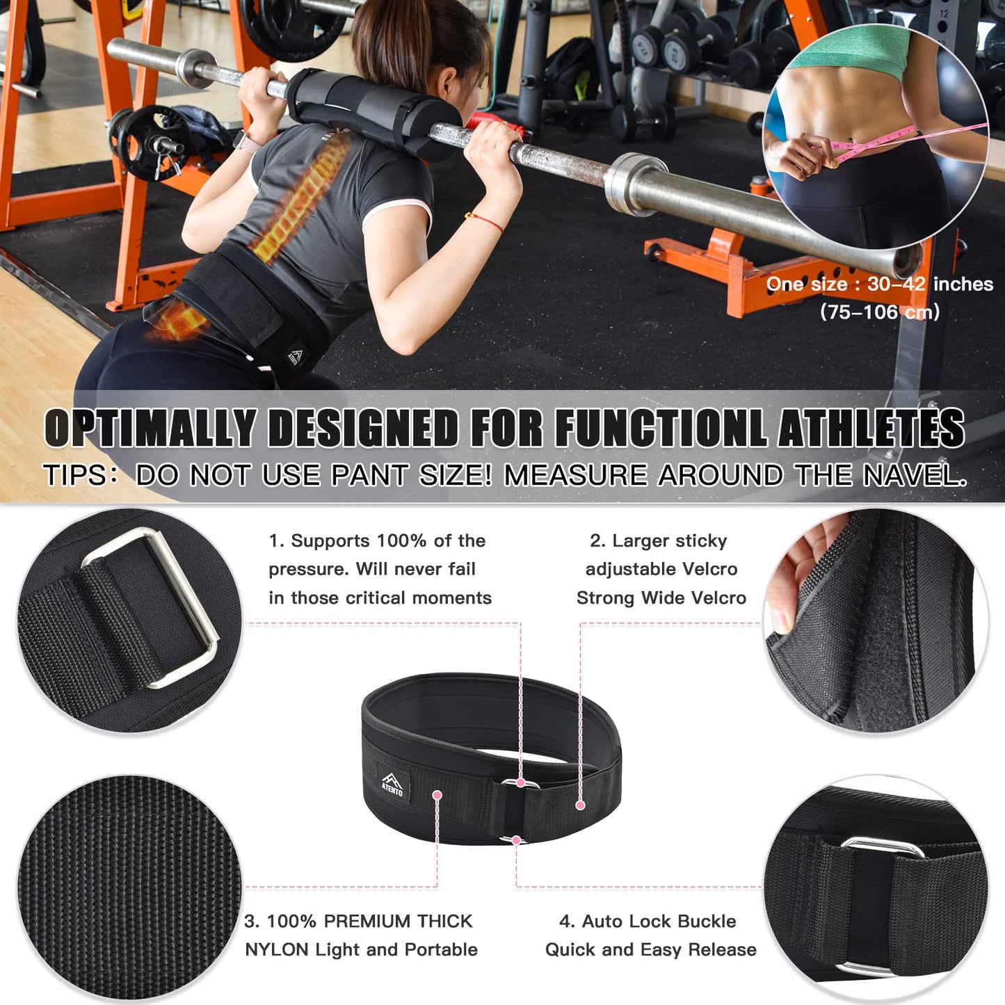 ATENTO 10 Pcs Barbell Pad Set, Hip Thrust Pad for Bench Press, Lunges, Workout, Leg Exercise, Squat Bar Pad (Black)