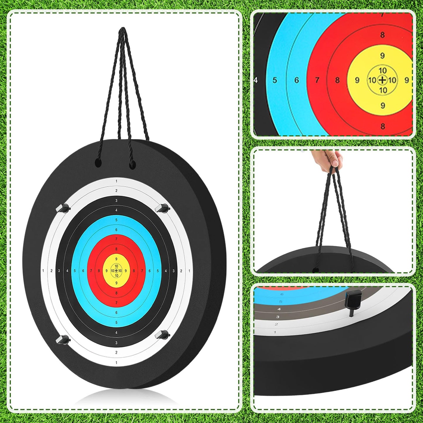 Gemscream 20" Foam Archery Target Block for Backyard, High-Density Round Archery Bow Target with Pins, 20 Pcs Paper Arrow Targets and Arrow Puller for Compound Bow Shooting Practice