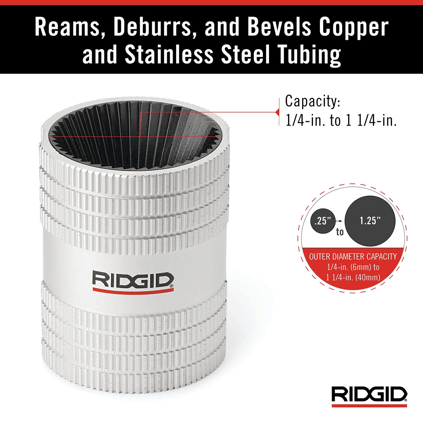 RIDGID 604 38033 Heavy-Duty Instrument Bender, 1/4-inch Tubing Bender for Bends & 29983 Model 223S 1/4" to 1-1/4" Inner/Outer Copper and Stainless Steel Tubing and Pipe Reamer