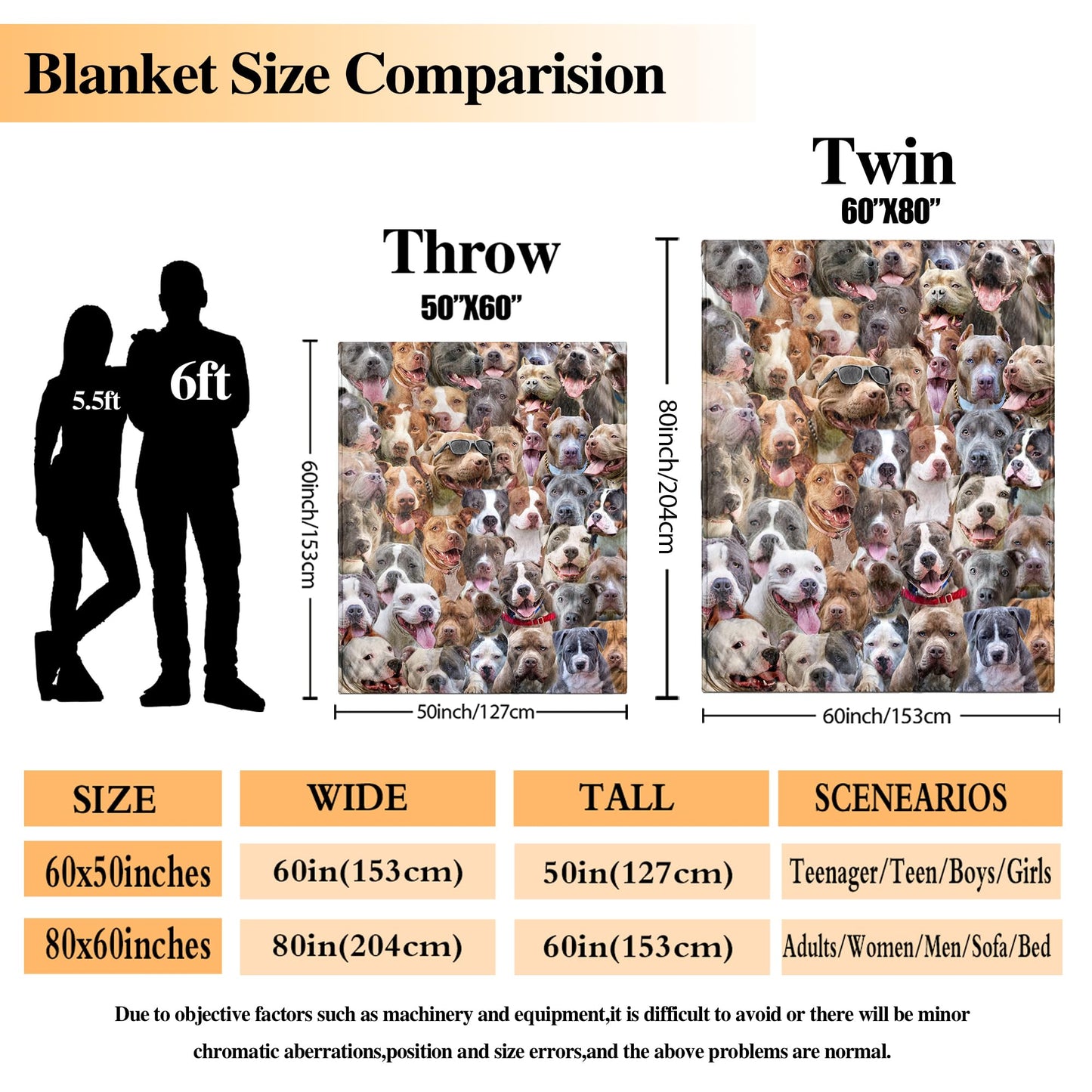 Pitbull Blanket,Pitbull Gifts for Dog Lovers,Pitbull Flannel Blanket Throws for Dog Mom Dad,Soft Warm Blankets for Sofa Bed Home Decor,Gifts for Kid Teens Girls Boys Halloween Christmas,50" x 60"