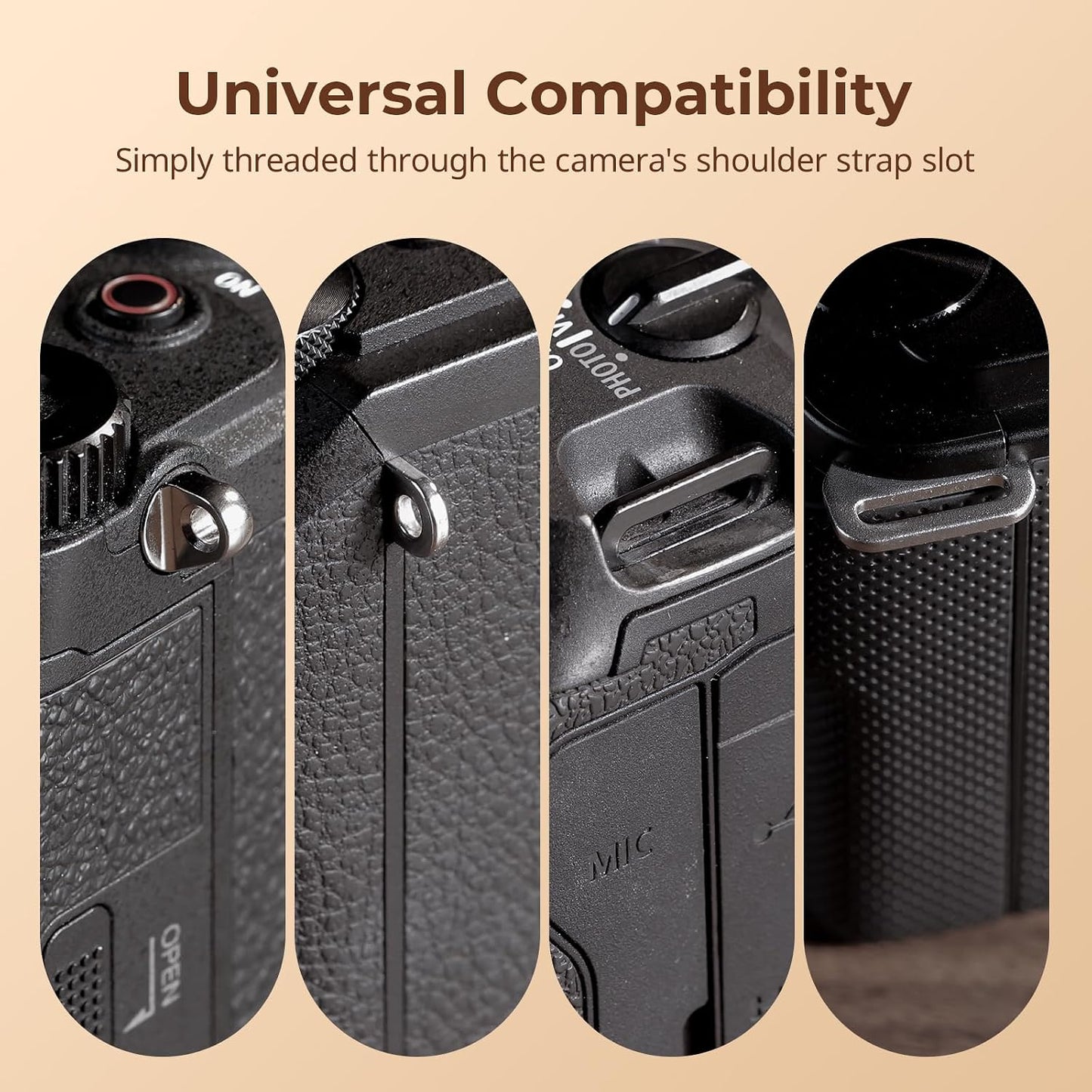 100 110cm (39 43in), 10kg (22lb) SMALLRIG Universal Leather Camera Neck Shoulder Strap for DSLR, Adjustable to to Max