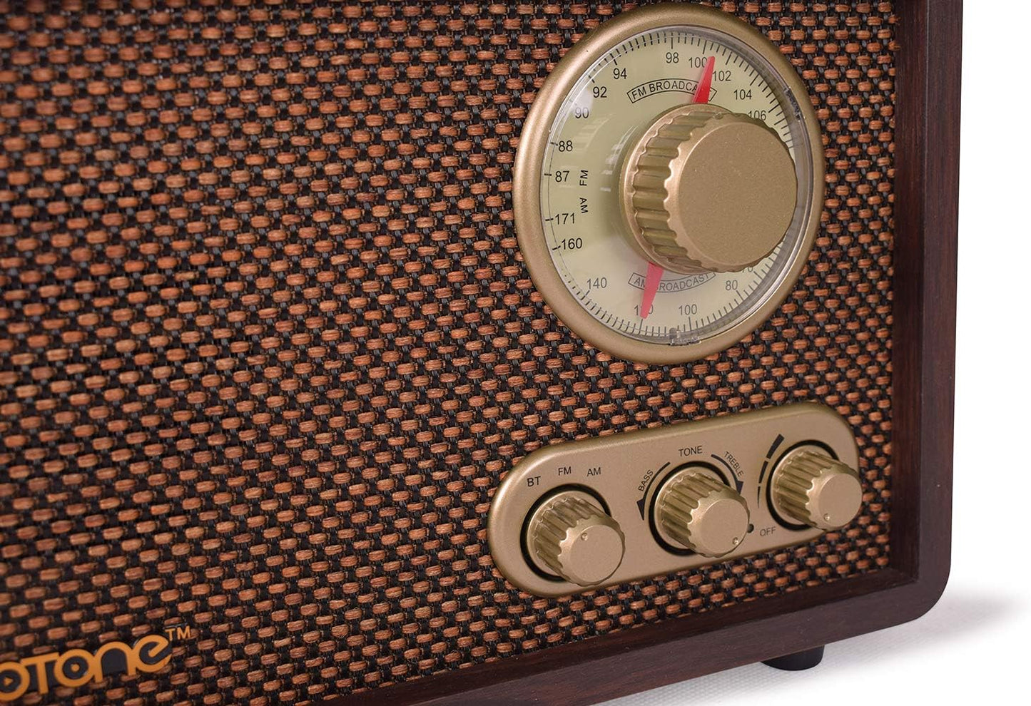 LoopTone Mp3 FM AM Radio Retro Wood Radio with Bluetooth Play and Antenna Built in Speaker for Kitchen Living Room