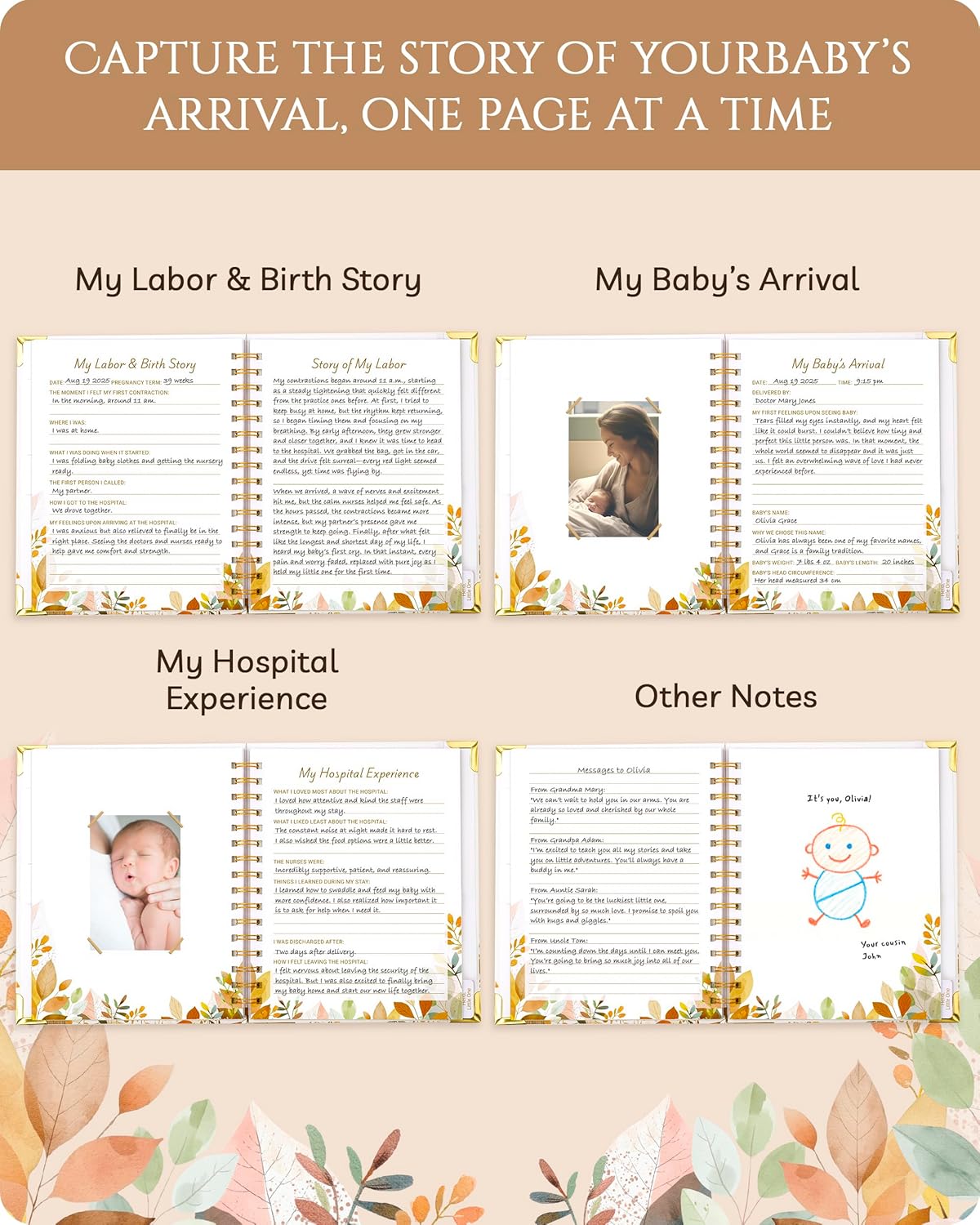 Pregnancy Journal by [Brand Name] - 82-Page Hardcover Memory Book for Expecting Moms | Thoughtful Gift for First-Time Moms