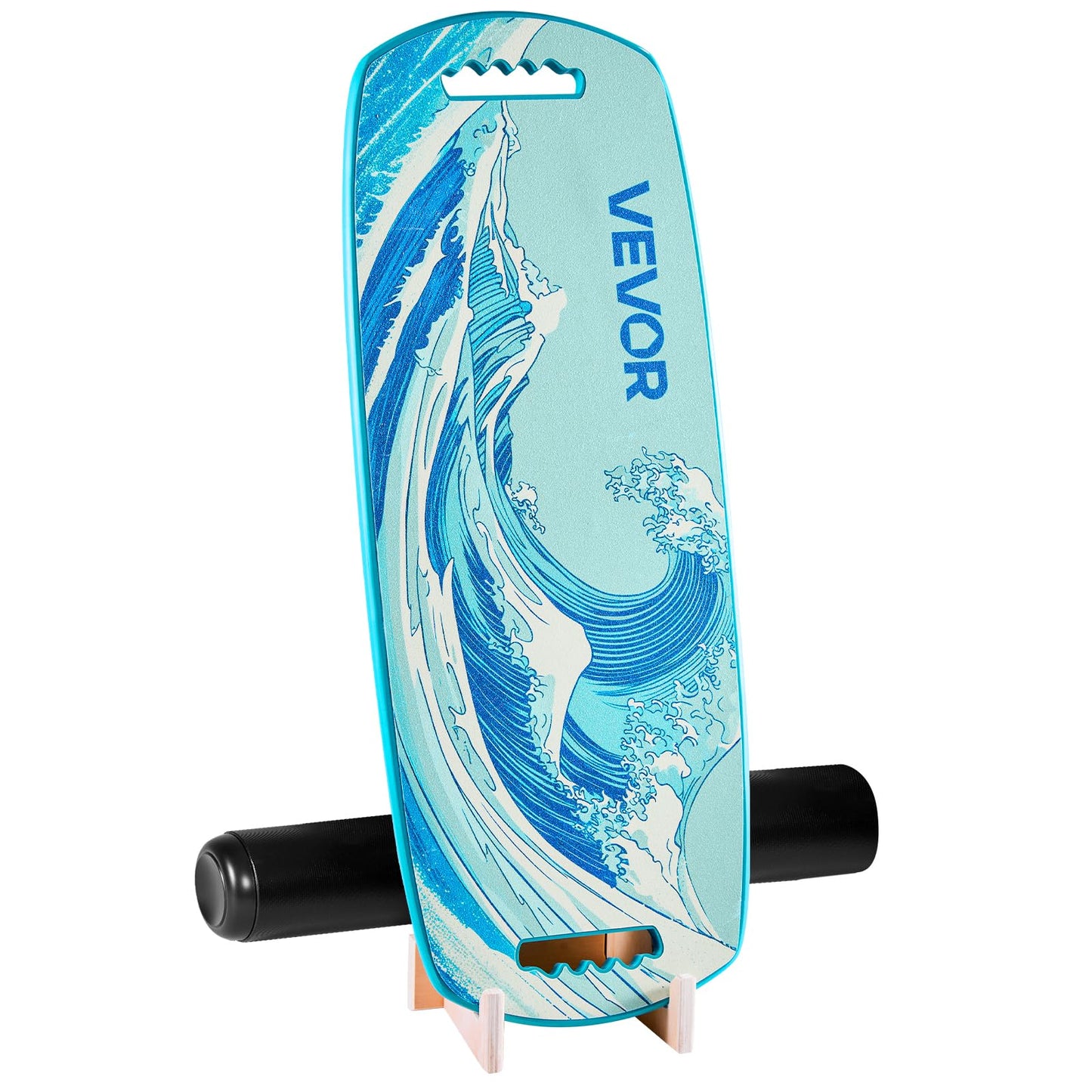 VEVOR Balance Board, Wobble Board Trainer for Adults, Premium Wooden Balance Training Equipment with Roller, Magnetic Stoppers, Storage Rack, for Core Workouts, Surf Trainer & Physical Therapy, Blue