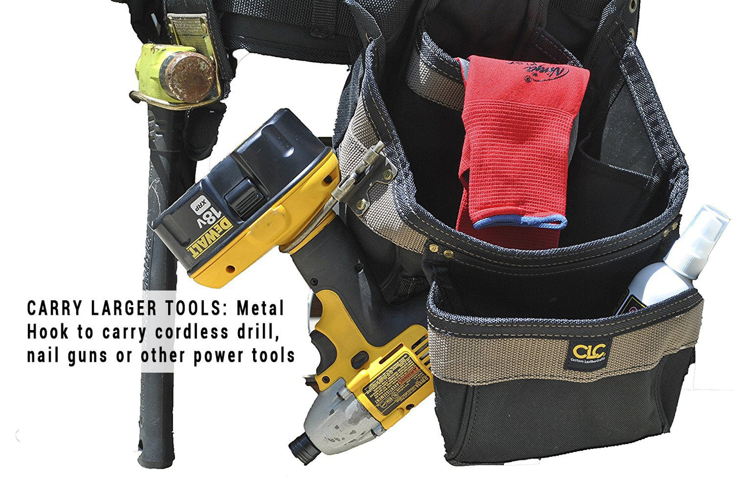 Custom Leathercraft6714 Heavy Duty Framers 5 Piece Comfort-lift Combo Tool Belt Apron, 31 Pocket,Black