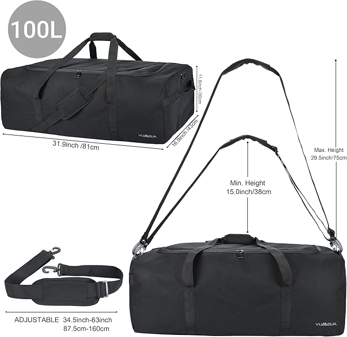 Large Duffle Bag for Travel, 100L Travel Bags for Men Extra Large Duffel Bag Water & Tear Resistant Women Weekender Bag w/Shoulder Strap for House Moving Travel Essentials Camping Gear Storage