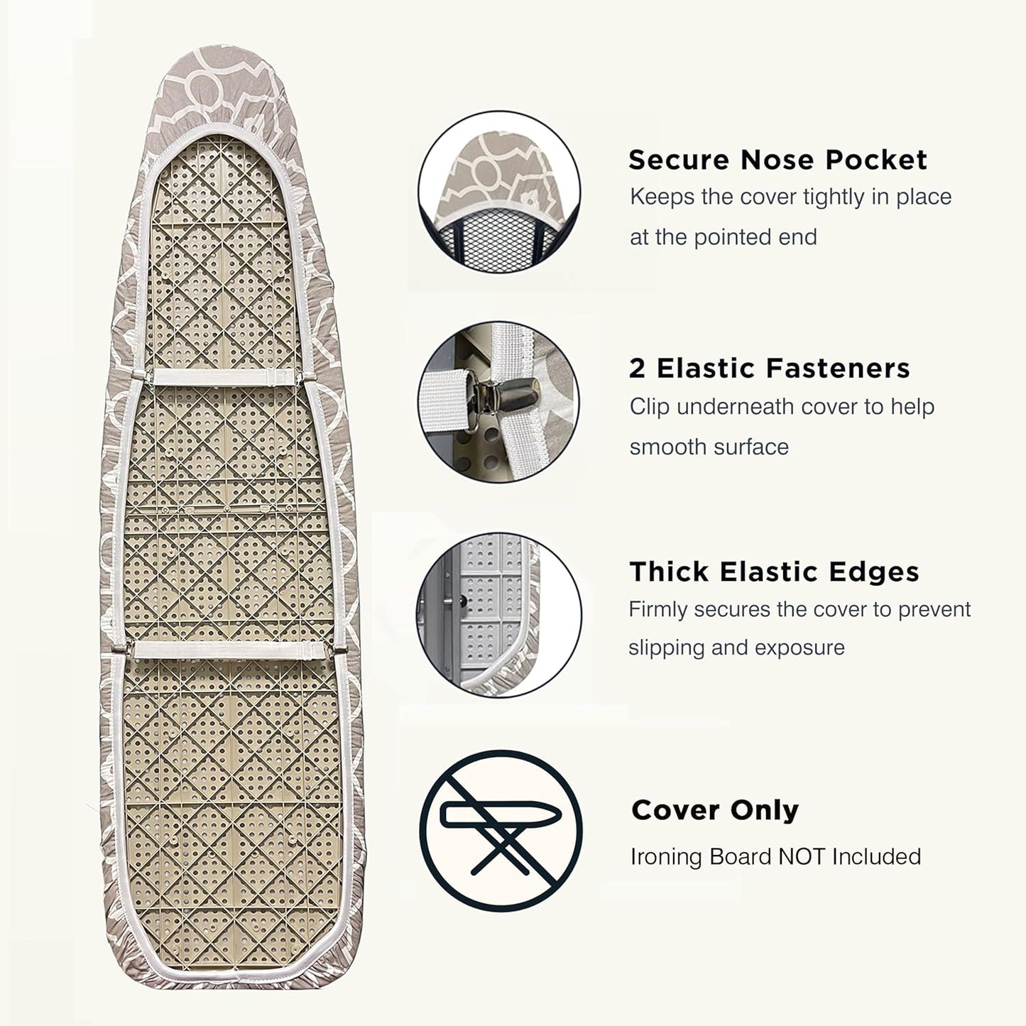 UniSimp Ironing Board Cover - Extra Thick Natural Cotton, Scorch & Stain Resistant | 15"x54" Size