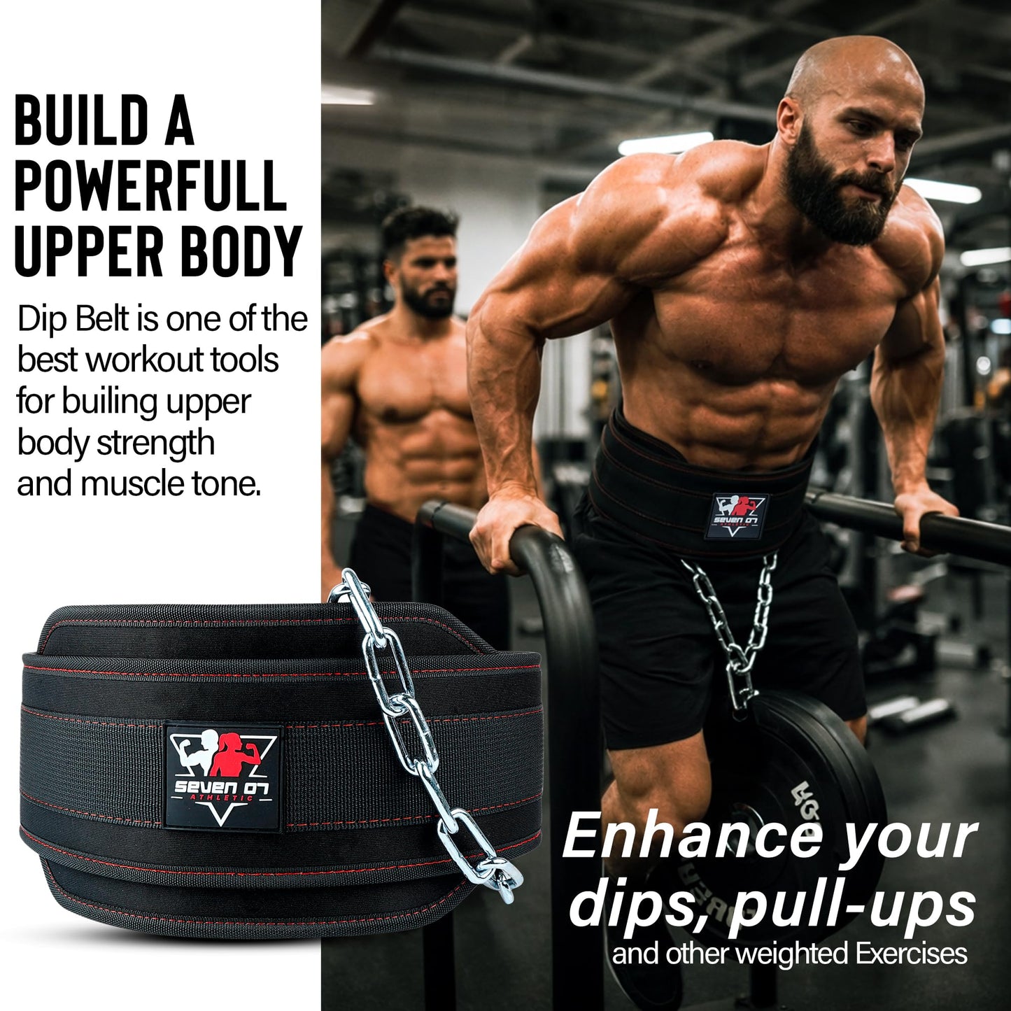 Dip Belt with 30" Stainless Steel Chain, 550-650 Lbs Weight Capacity, Neoprene Weight Lifting Belt, Perfect Weighted Belt for Pullups, Dips, Squats, Gym Workout & Crossfit Training