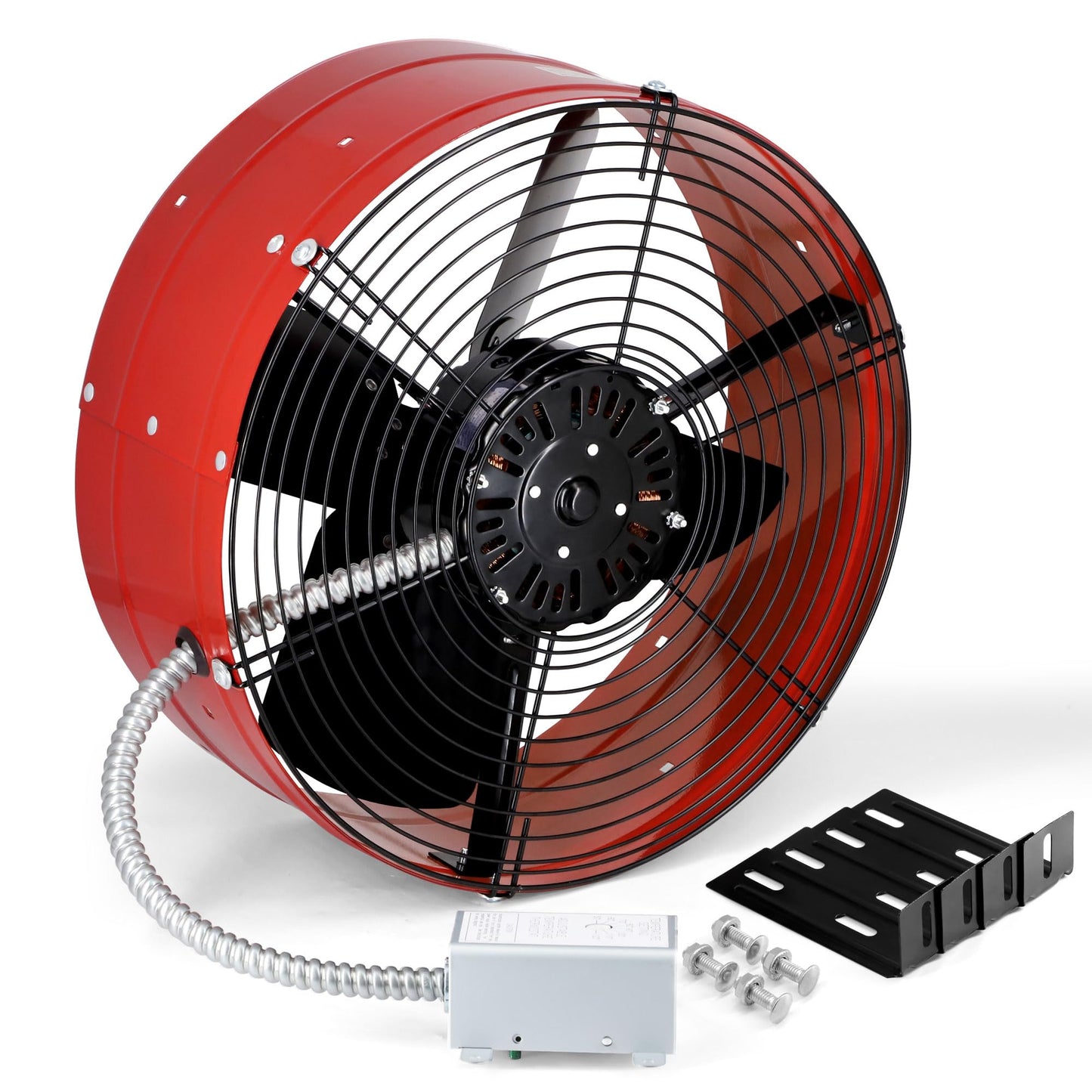 Hipoilk Gable Mount Attic Fan with Adjustable Thermostat, 15 Inch Exhaust Fan for Attic, Garage, Shed, Shop Ventilation, 1300 CFM, 1075 RPM, 1850 SQF Coverage Area