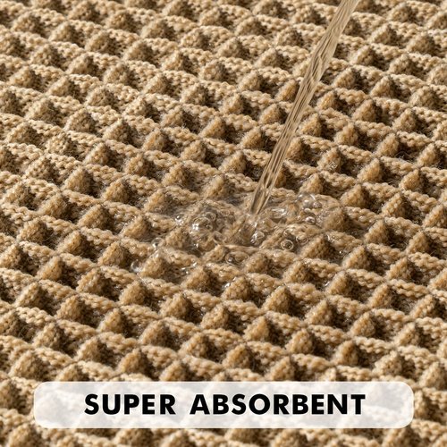 MIULEE Waffle Bathroom Rugs Set of 2 - Non-Slip, Ultra Soft, Super Absorbent Mats | Brown, 18x30 Inch