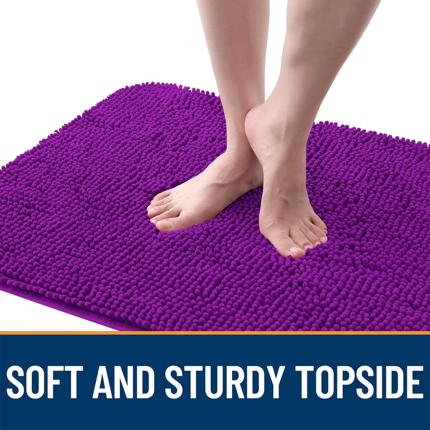 OLANLY Dog Door Mat - Absorbent Non-Slip Washable Chenille Mat for Muddy Paws | 32x20, Purple