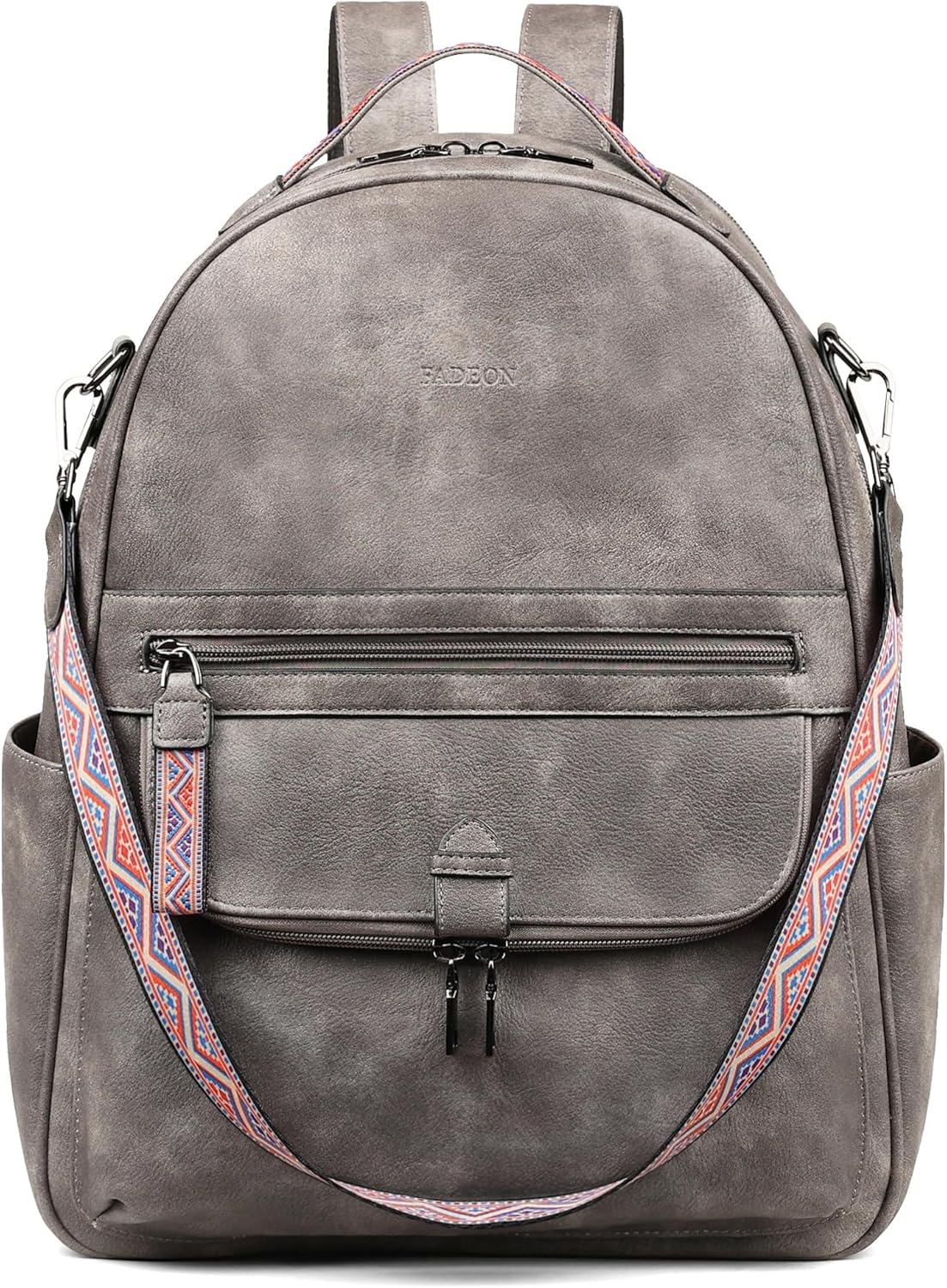 Backpack Backpack FADEON Leather Laptop Purse for Women, Designer Travel PU with Laptop Compartment for Work Grey