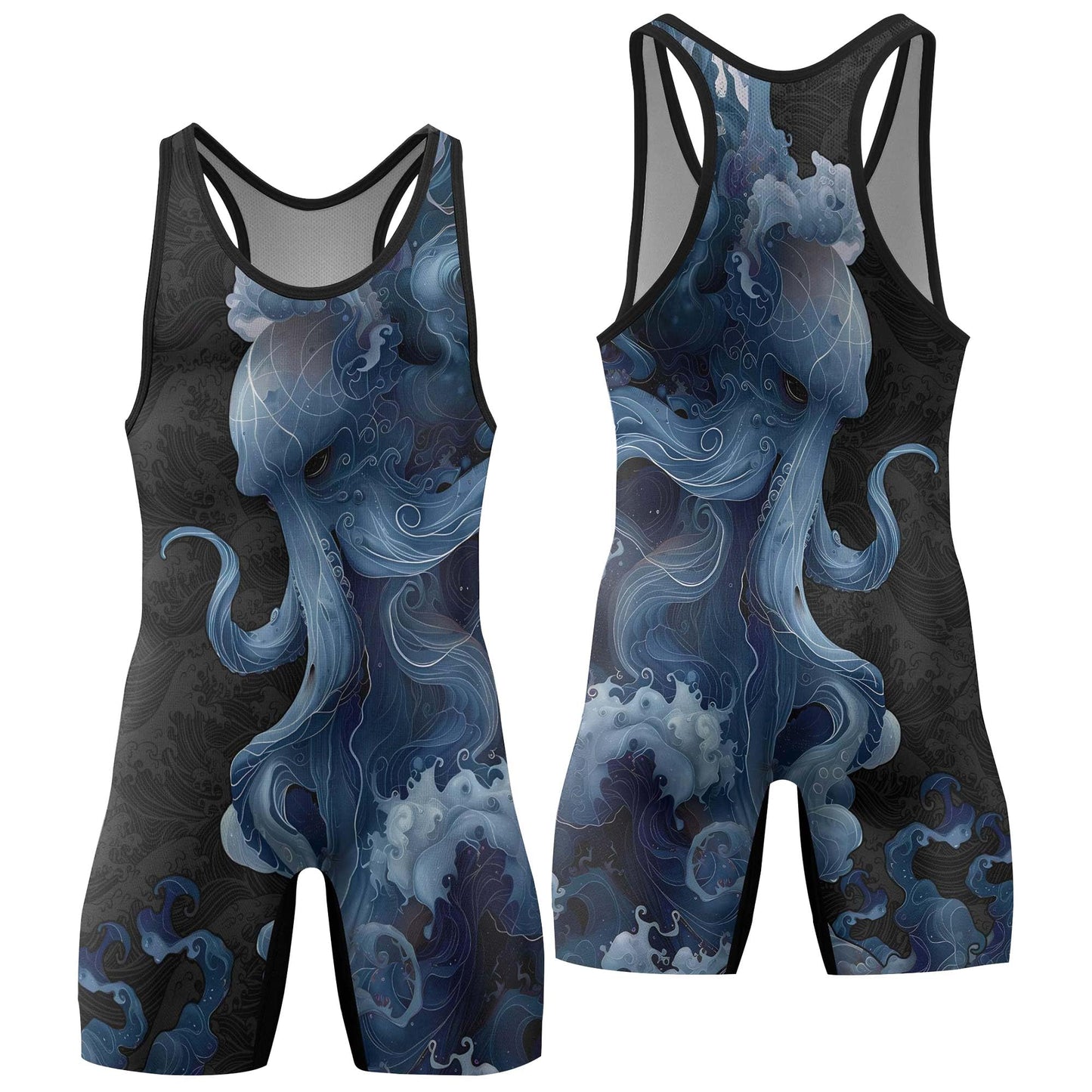BATTLEGEND Octopus Men's Wrestling Singlet, Wrestling Outfits for Men, Cool & Breathable Freestyle Singlet (Abyss Leviathan, X-Small)