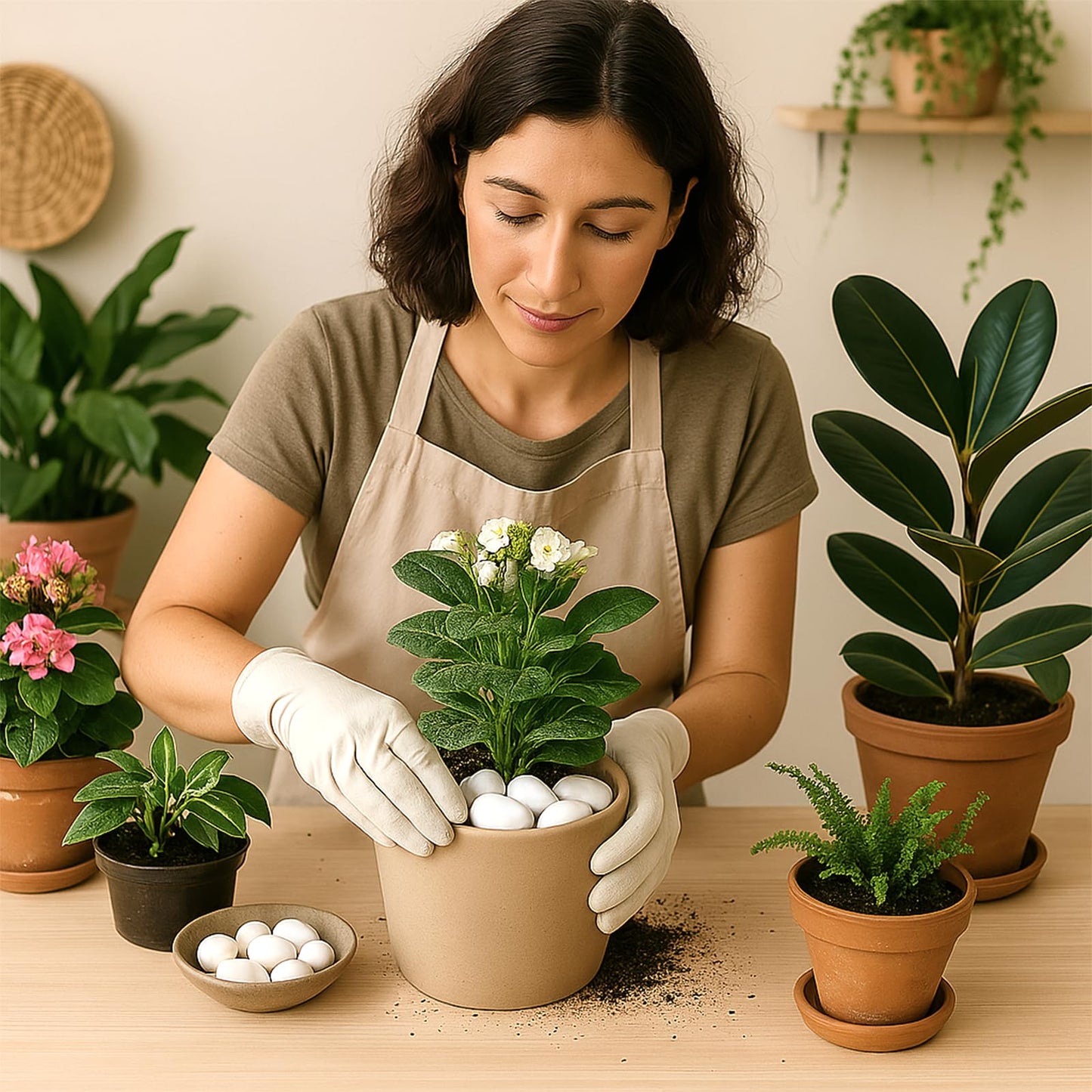 GreenVibe River Rocks for Landscaping, 40lbs White Pebbles for Indoor Plants, 1-2 Inch Decorative Rocks for Planters, High Polished Stones for Vase Filler Fish Tank Garden