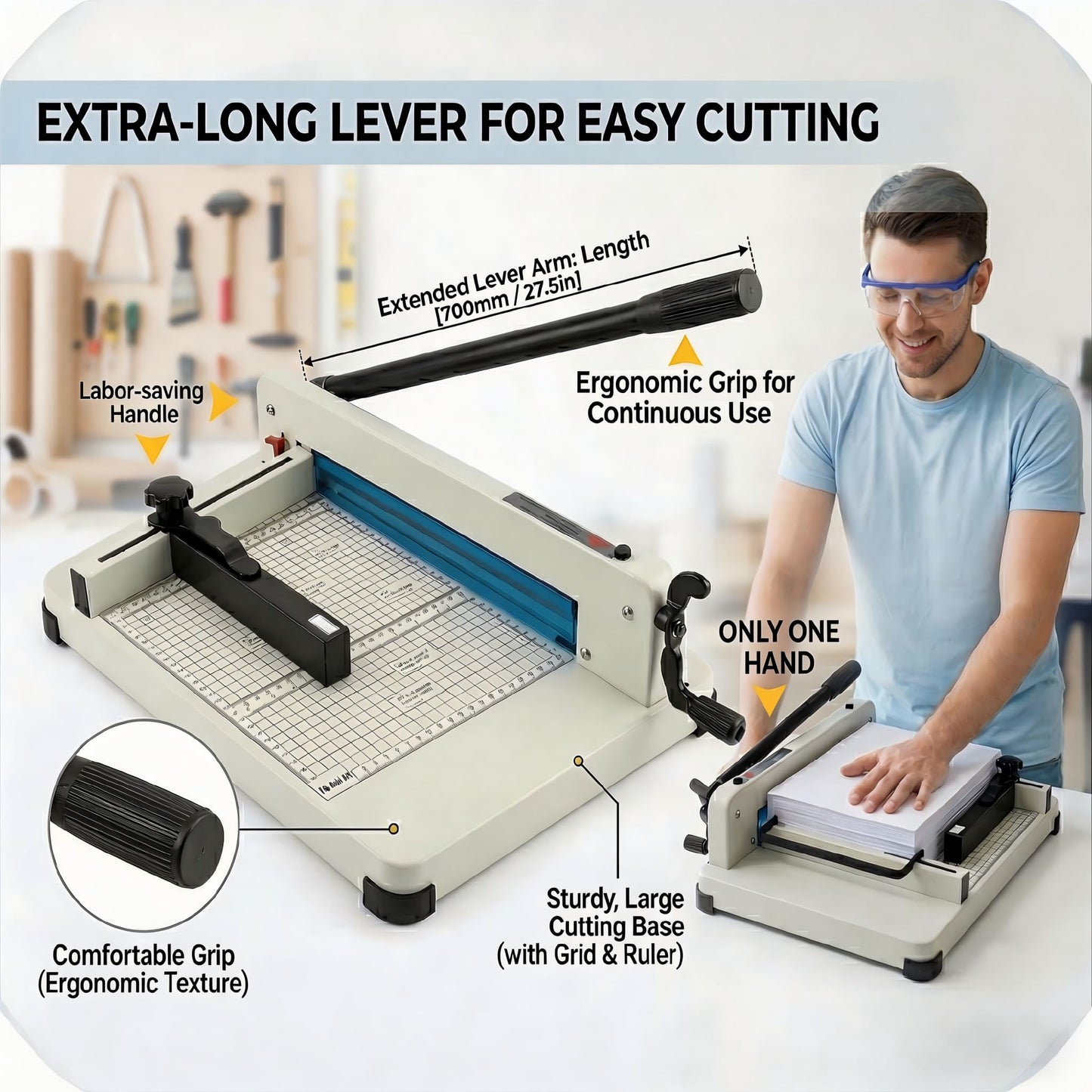 Gleebe Heavy Duty Paper Cutter Guillotine 12 Inch Cutting Length Capacity Up to 400 Sheets Ideal for Offices Schools Print Shops Professional Quality Trimmer for Precision Cutting
