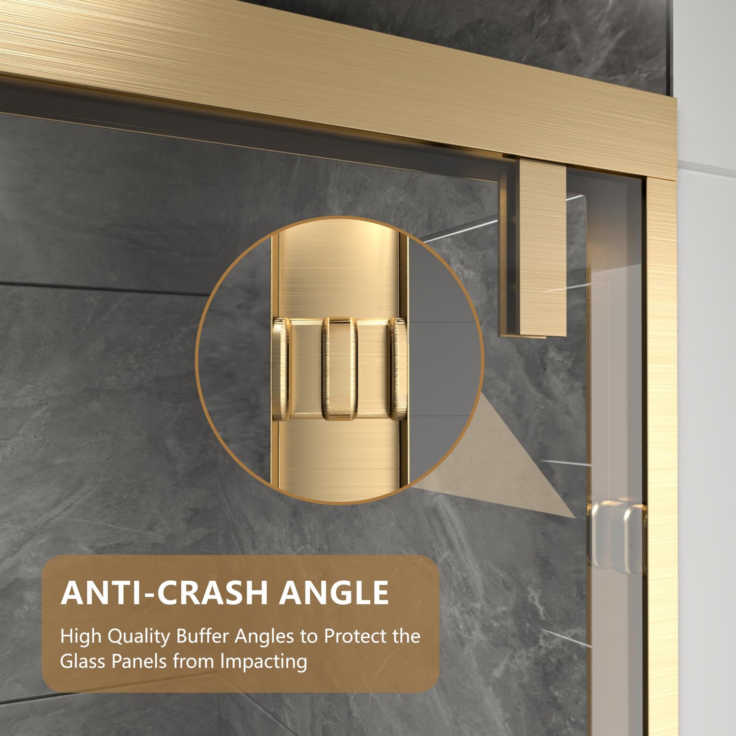 RFN 56-60" W x 76" H Framed Bypass Double Sliding Shower Door, 1/4" (6 mm) Easy-to-Clean Treated Clear Tempered SGCC Glass,Bathroom Door(Brushed Gold, 56-60" W*76" H)