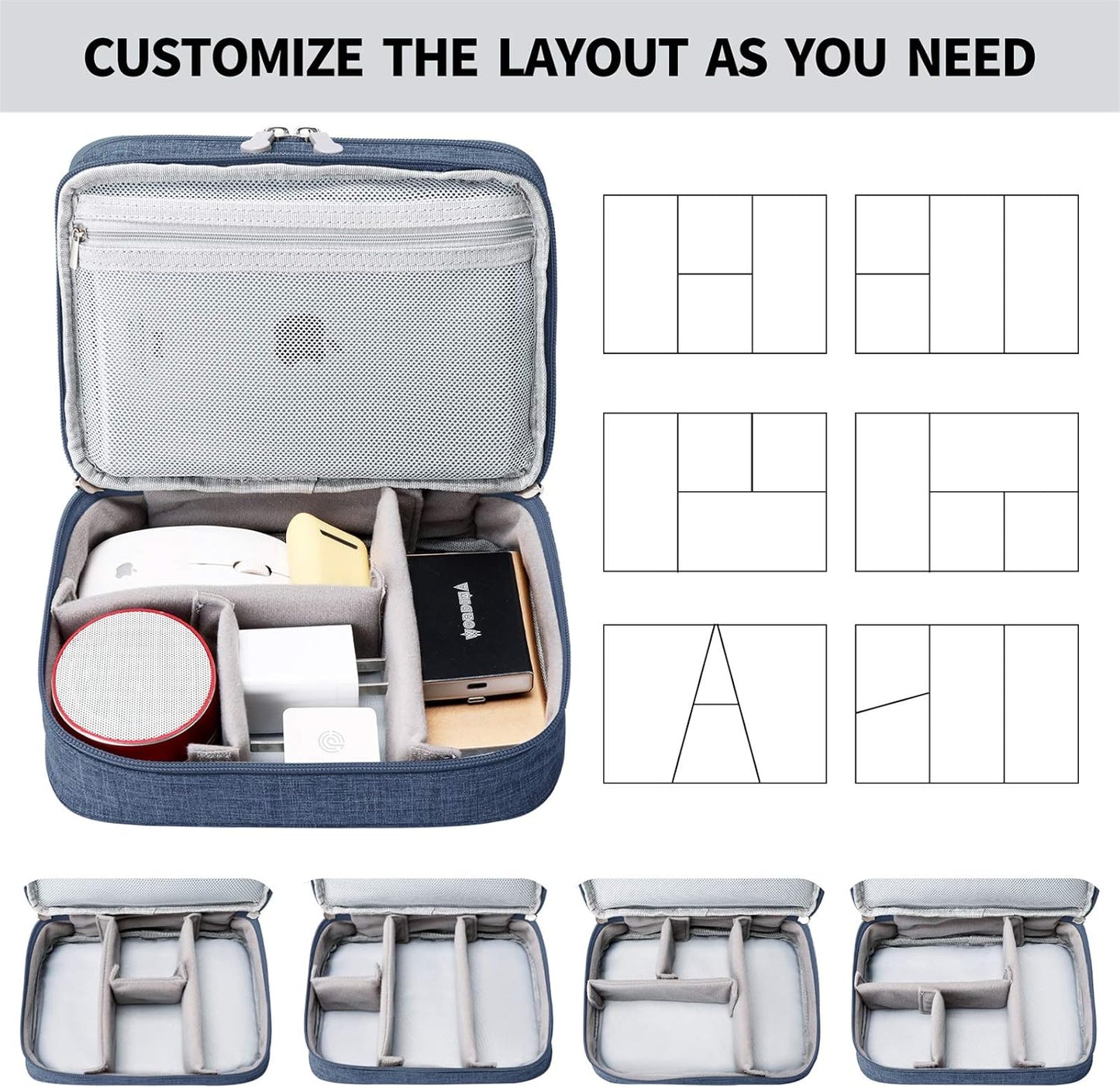 Lanola Travel Cable Organizer Bag, Electronic Accessories Case Portable Double Layer Cable Storage Bag
