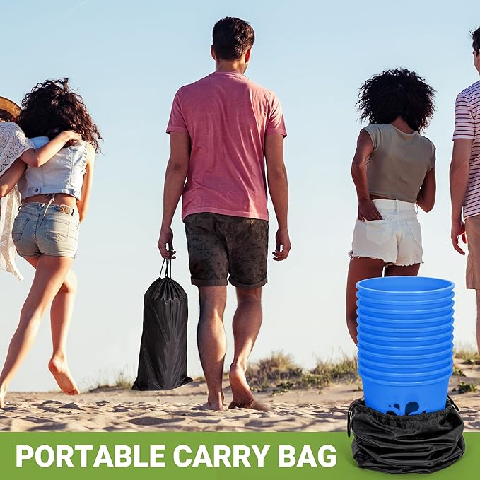 ropoda Giant Yard Pong,Yard Games with Durable Buckets and Balls, Outdoor Game with Carry Bag for The Beach,Lawn, Great Gift Choice for Families（Blue）