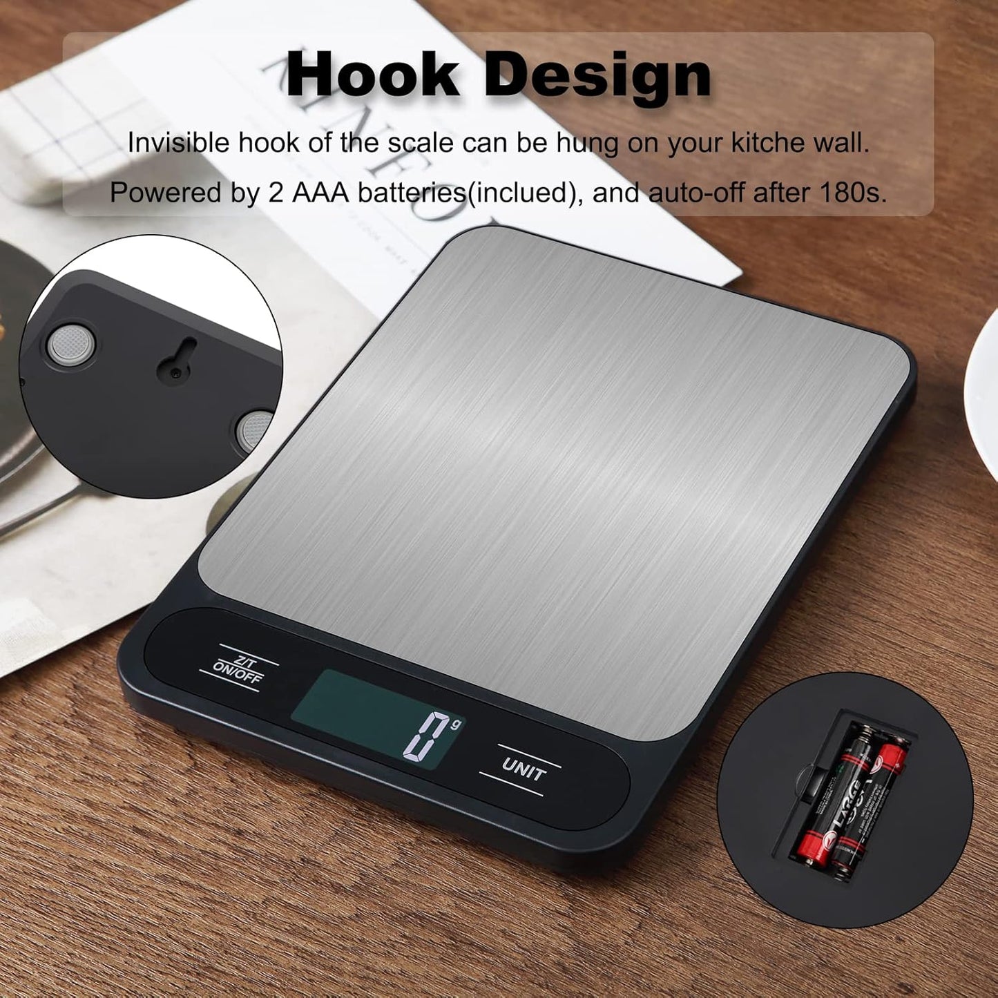 Skiennix Digital Kitchen Scale - 10kg/22lb Capacity for Accurate Grams & Ounces Measurement