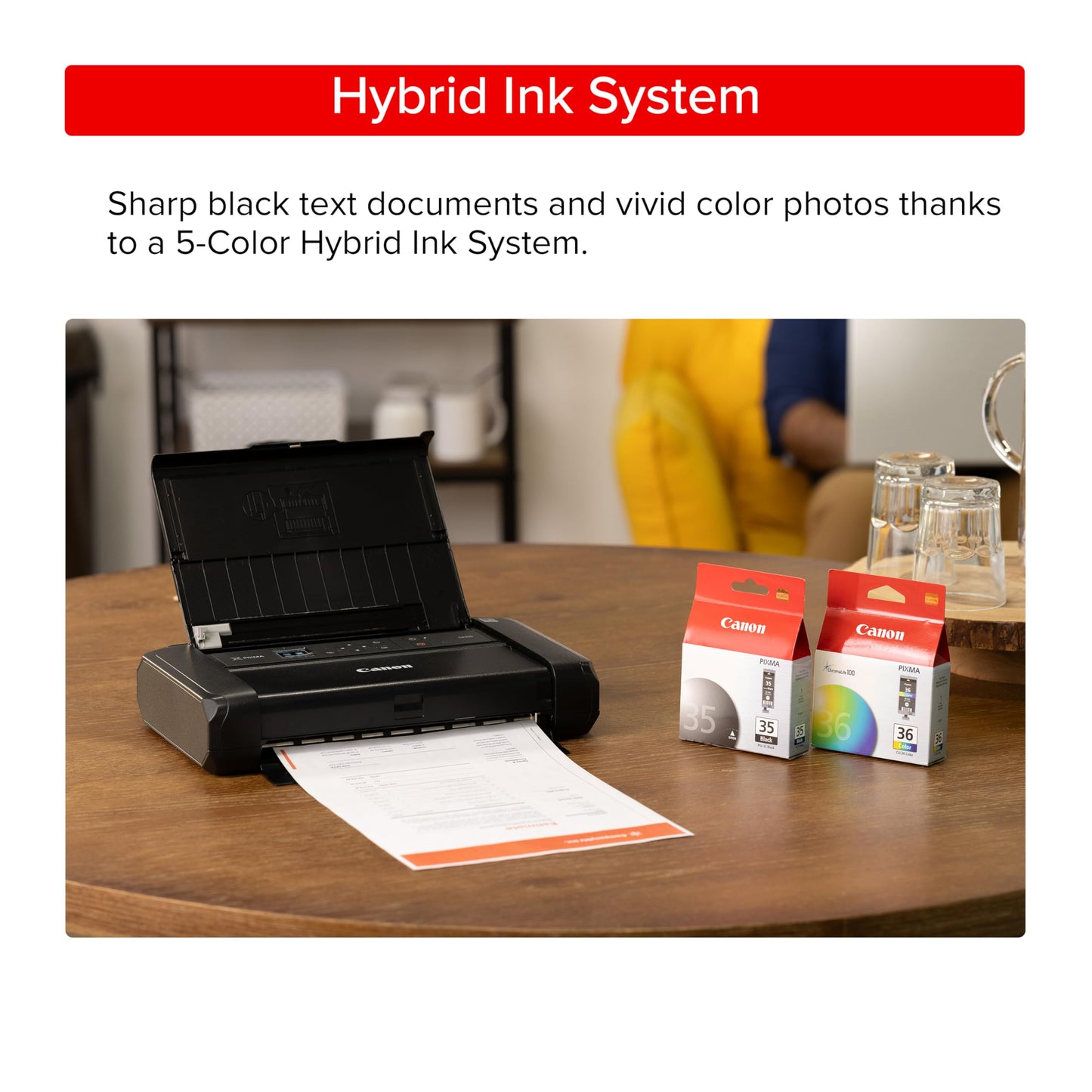 Canon PIXMA TR160 Wireless Portable Printer, 50-Sheet Paper Tray and 1.44" Display