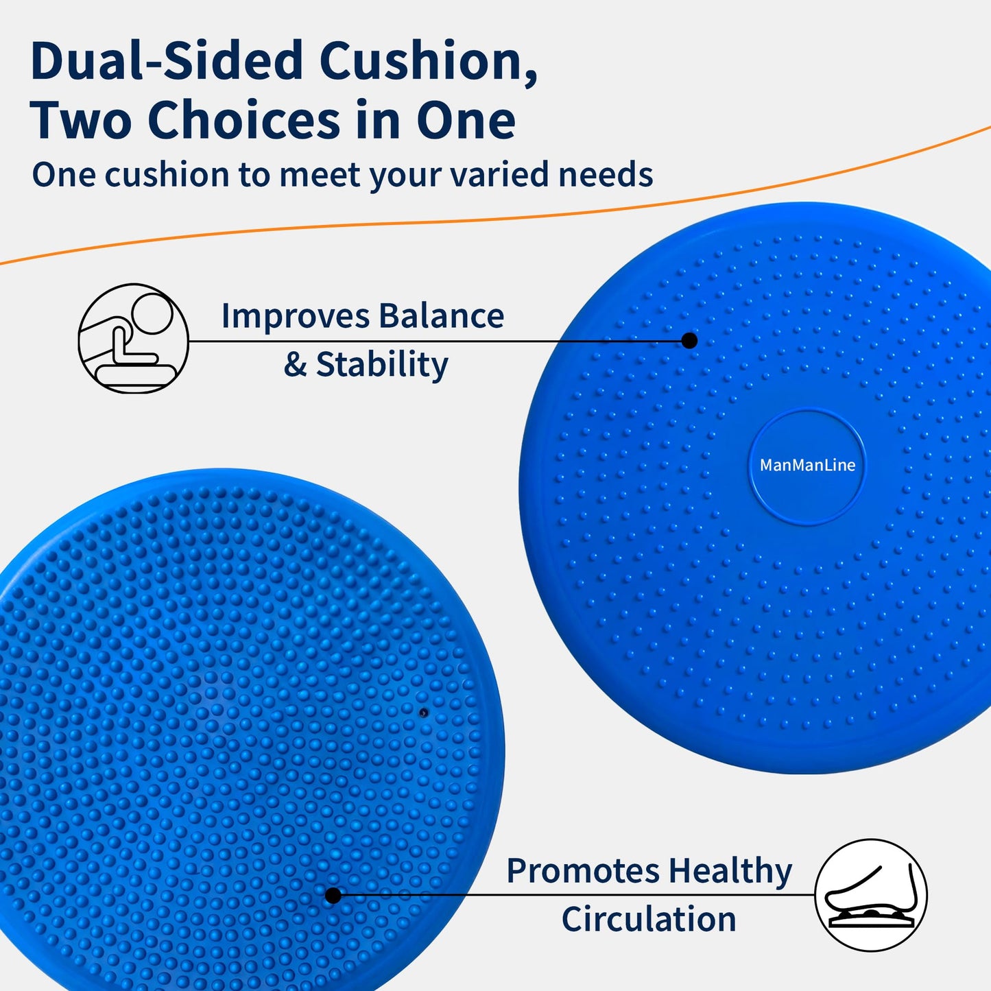 Wobble Cushion Balance Disc, Extra Thick Sensory Pad for Kids & Adults, Flexible Seating Core Strength Trainer for Posture Correction, Desk, Yoga & Stability Workout with Pump