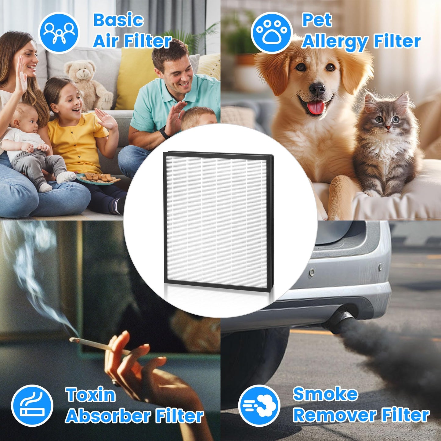 2 Pack HE400 HE401 Replacement Filter For Shark Air Purifier 4 Model HE400 HE401 HE402 HE405 UA415, True HEPA Filter, Replace Part #HE4FKPET