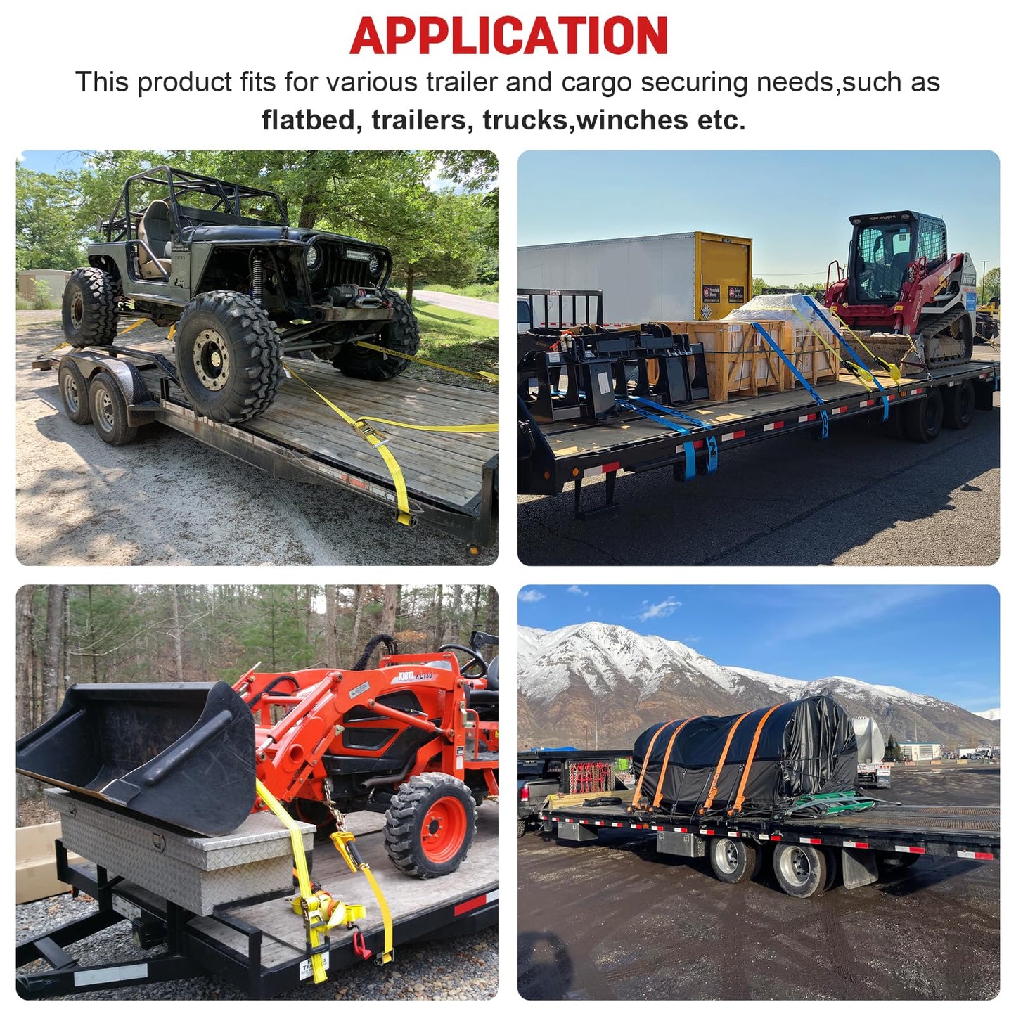 2026 Upgraded Sliding Winch for Utility Trailer,4 PCS Standard Sliding Tie Down Winch for Flatbed Semi Truck,for Use w/ 4 Inch Straps, Trailer Cargo Control,Black Powder Coated