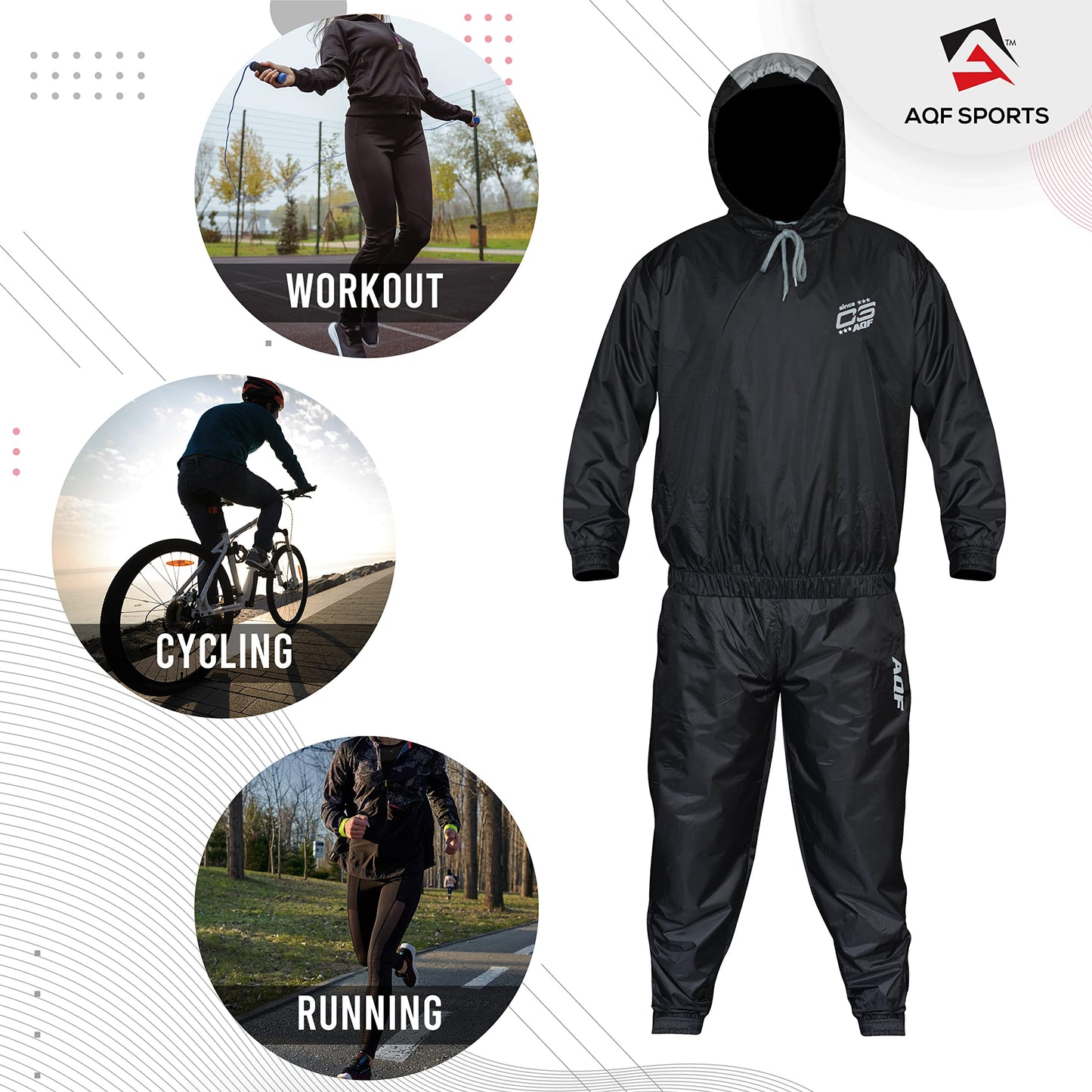 AQF Sauna Suit for Men & Women - Heavy Duty Weight Loss Sweat Suit Fat Burning- Full Body Slimming Exercise Track Suit for Boxing, MMA, Fitness & Gym Workouts