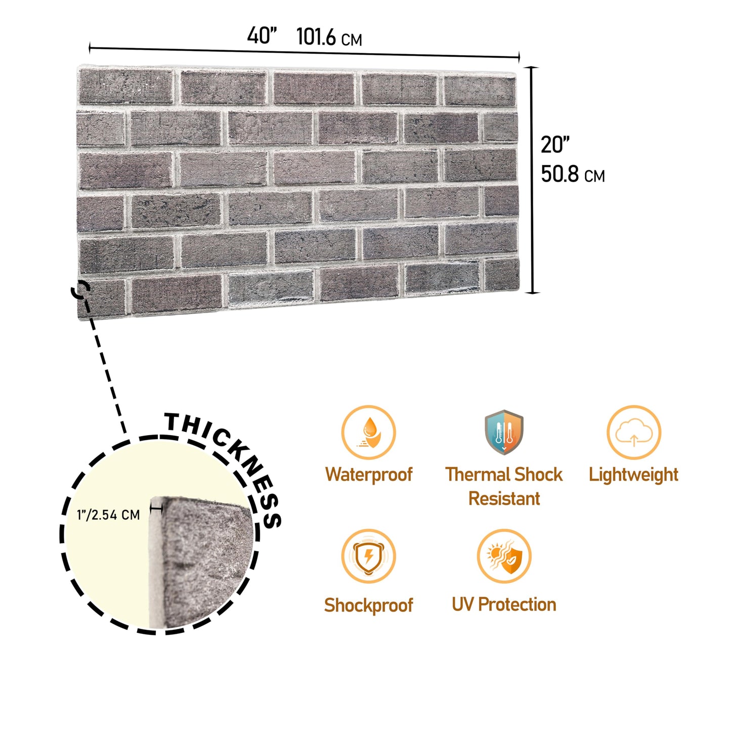 3D Faux Brick Wall Panels – Lightweight Styrofoam Cladding for Interior & Exterior Use | DIY Decorative Panels | 9 Pack (40"x20") | Ideal for Living Room, Kitchen, Outdoor Walls Silverstone