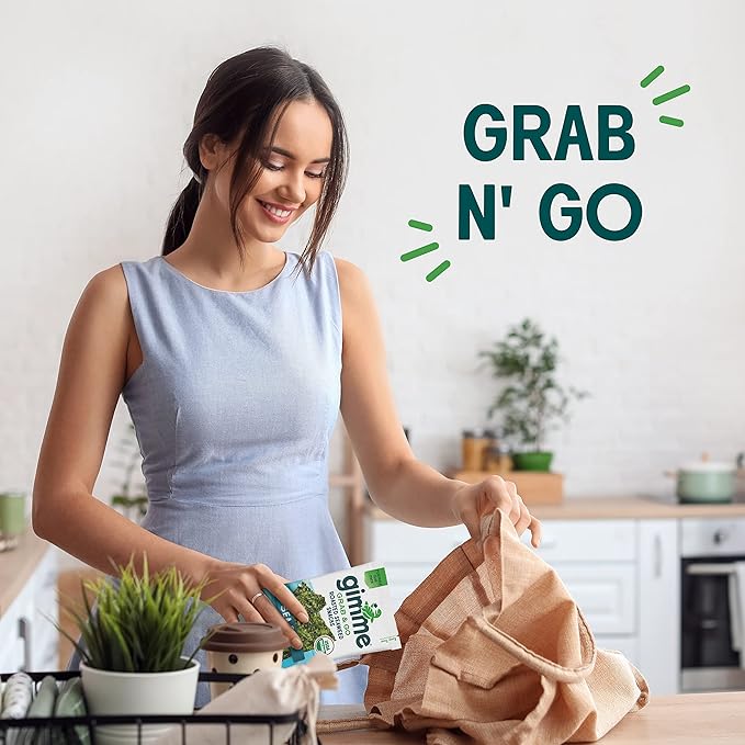 Gimme Seaweed Grab & Go - Sea Salt - 5 Count - Organic Roasted Seaweed Sheets - Keto Vegan Gluten Free - Great Source of Iodine & Omega 3’s - Healthy On-The-Go Snack for Kids Adults (Pack of 4)