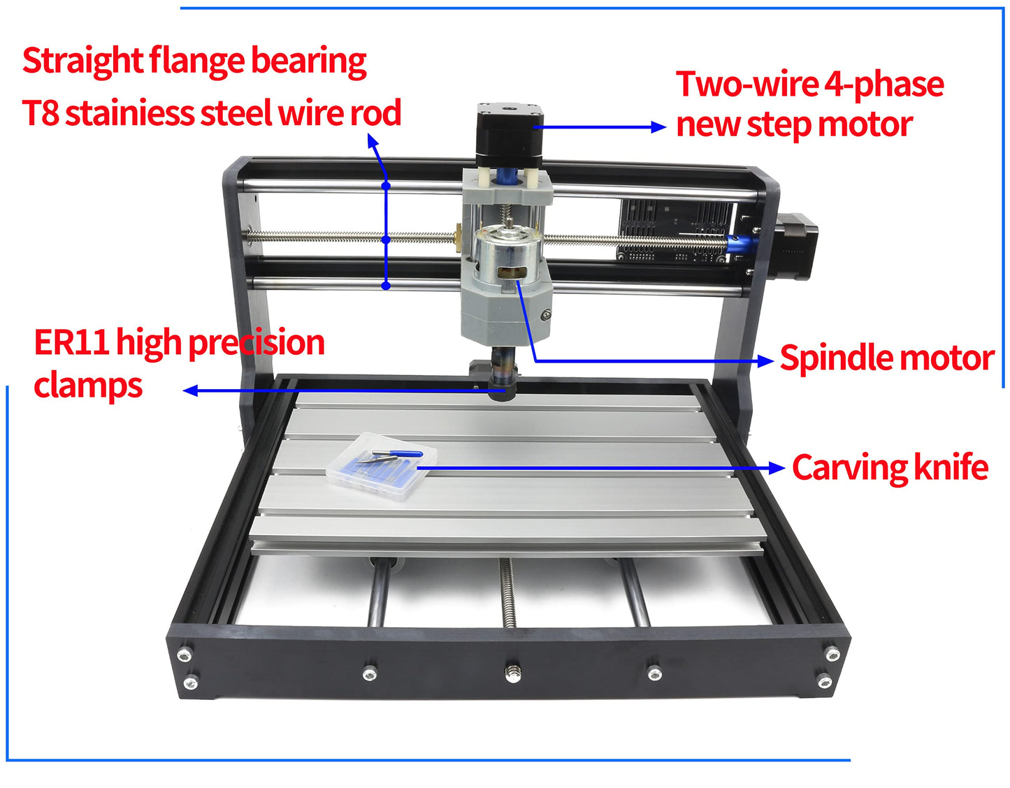 RATTMMOTOR DIY CNC Router Kit, 3 Axis Hobby CNC Router Machine GRBL Control, Plastic Acrylic PVC PCB Wood Mini Desktop Engraving Milling Carving Machine, Working Area 300x180x45mm