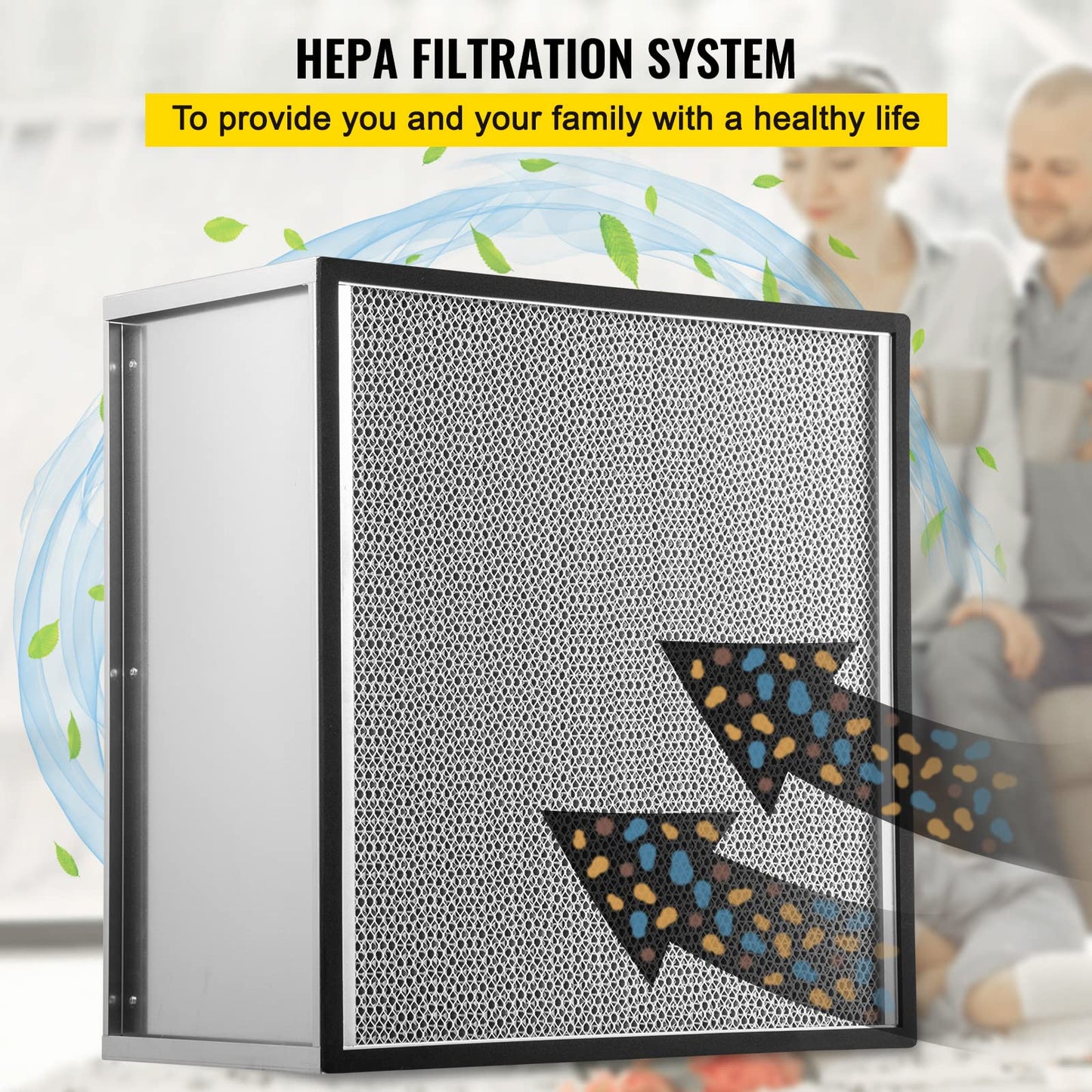 VEVOR Filter Replacement, 24'' x 24'' x 11.5'' AC Filter, HEPA Pleated Air Filter, Air Filter Replacement with Durable Galvanized Frame, 99.97% Standard Filter Compatible for HEPA Filter Novair 2000