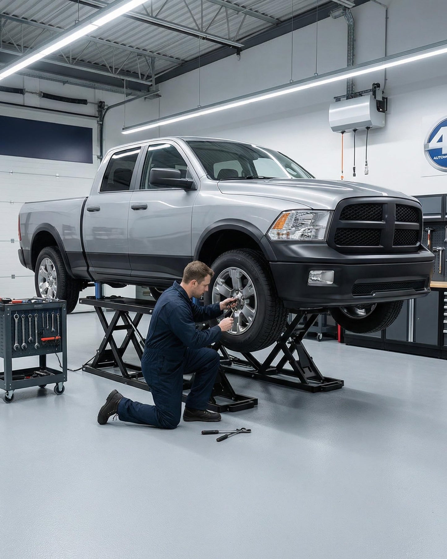 Garvee 7000 LBS Portable Car Lift, Heavy Duty Carbon Steel Truck Lift with 26.8" Max Lift Height, Adjustable Scissor Lift for Cars, SUVs & Light Trucks