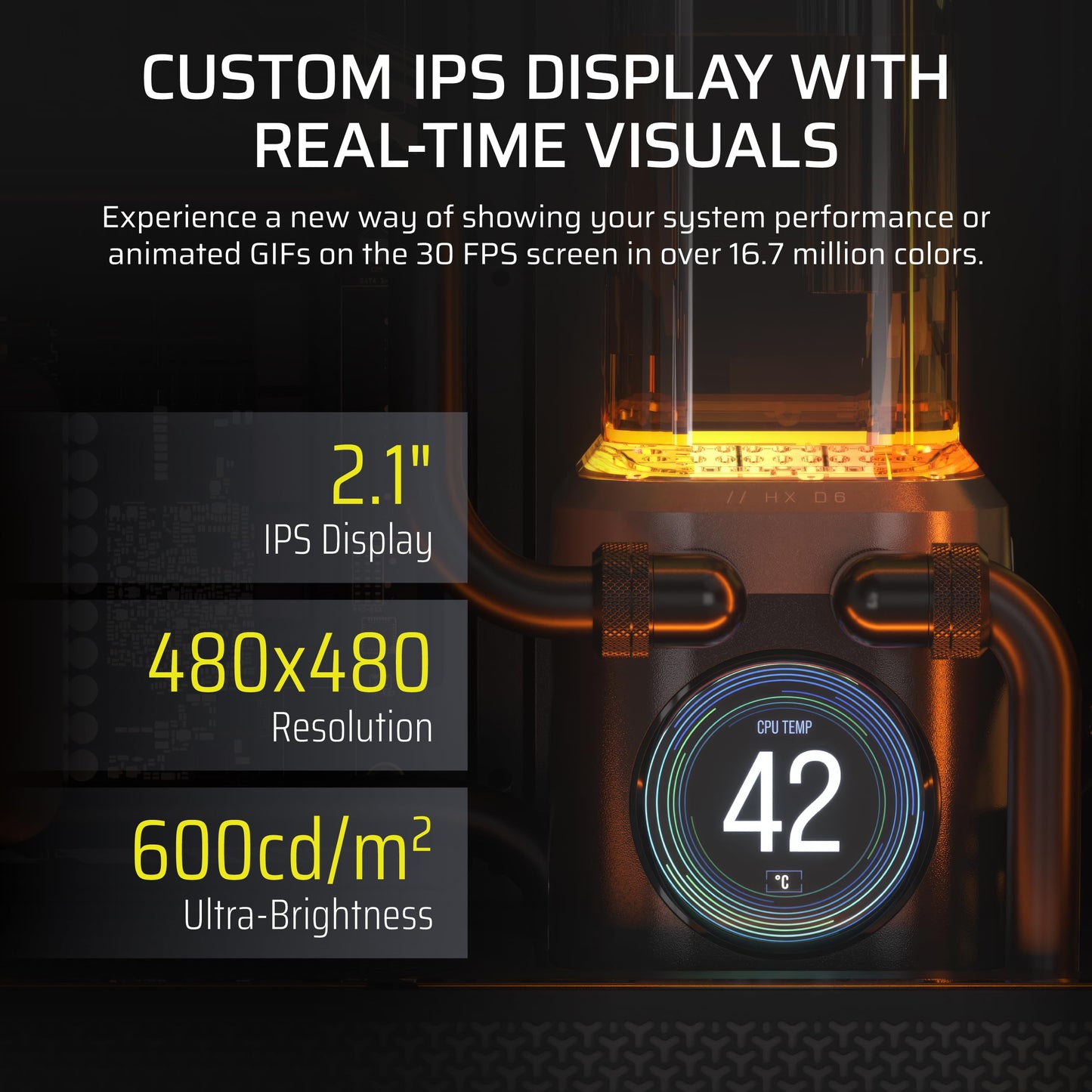 CORSAIR iCUE Link XD6 RGB Elite LCD Pump/Reservoir Unit – FlowDrive Max Pump, 480x480 IPS LCD Screen, Built-in Temperature Sensor, 22 Addressable RGB LEDs, 440ml Nylon Reservoir – Stealth Gray