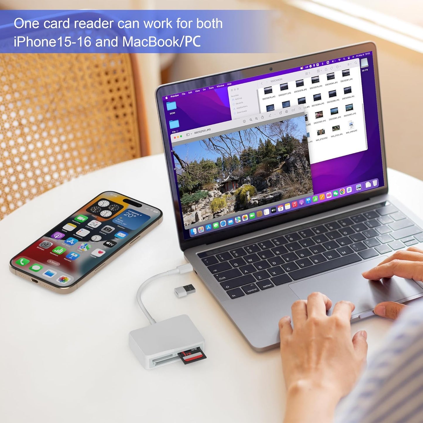 RRSITIAU 4 1 17/16/15 M4/M3/M2 SD Card Reader, in USB C to SD/TF/CF/MS Card Reader with USB to USB C Adapter Memroy