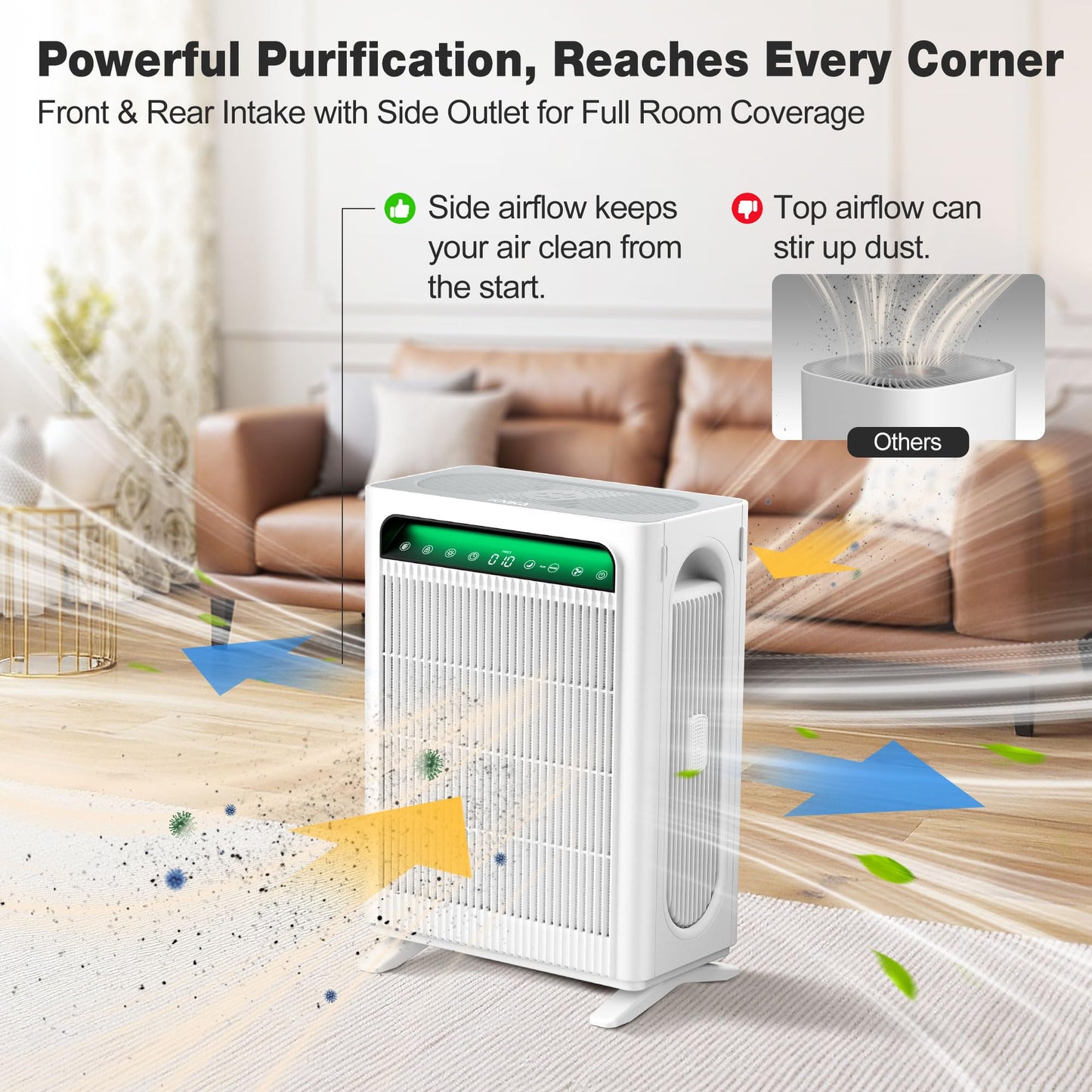 KNKA Air Purifier for Home Bedroom Large Room Up to 1,695 Ft² in 1 Hr, HEPA Sleep Mode Air Cleaner with Washable Pre-Filter, AHAM VERIFIDE, AQI Display, Pet Mode for Pets, Dust, Pollen, APH4000