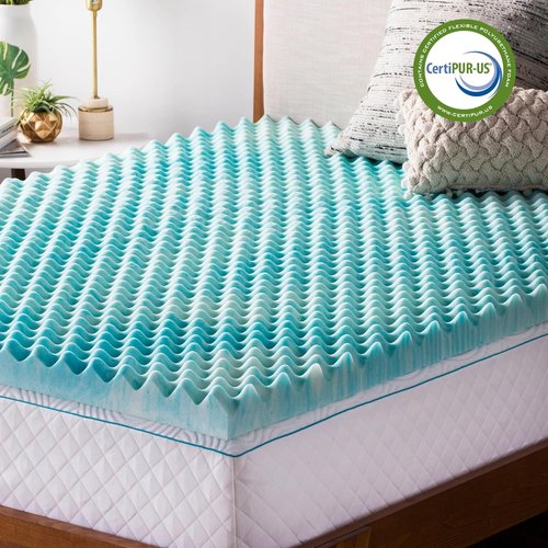 Linenspa Gel Memory Foam Mattress Topper - Reversible Egg Crate Design for Comfort - Full Size