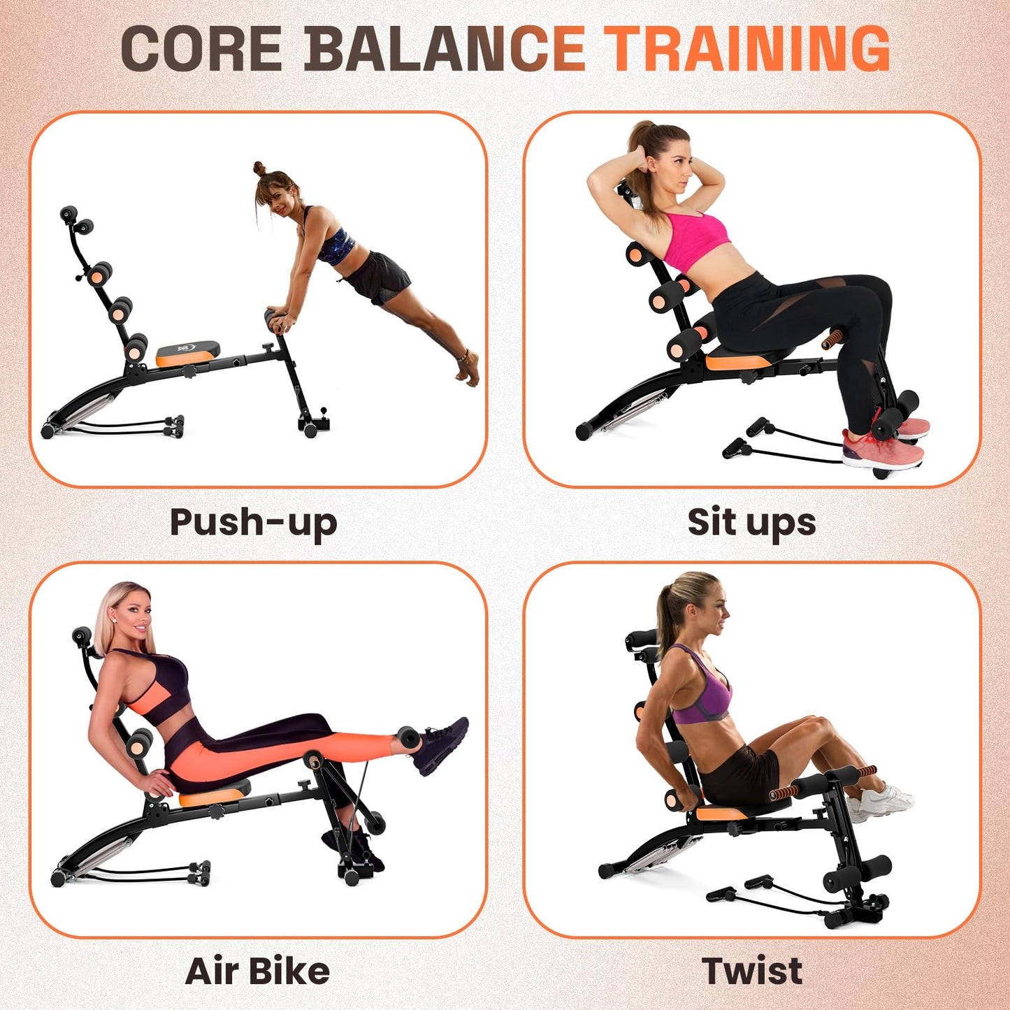 sxvbdway Ab Trainer Machine Weight Bench, Ab Workout Bench for Home Gym, Multi-Functional Adjustable Abdominal Crunch Machine, Abdominal Exercise Equipment for Total Body Workout Black