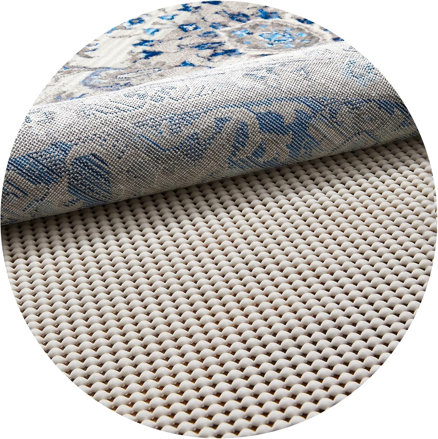 Veken 8 Ft Round Rug Pad - Non-Slip Gripper for Hardwood & Tile Floors | Thick Anti-Skid Mat