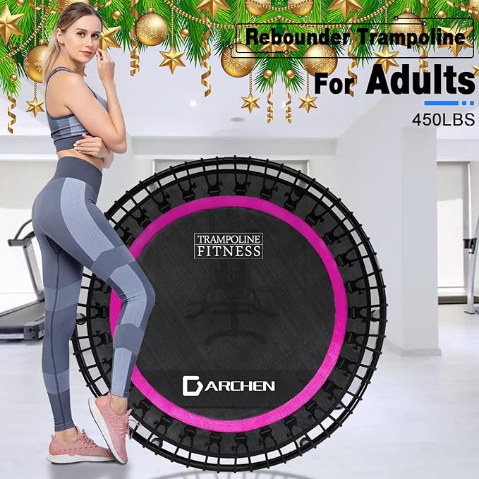 DARCHEN 450 lbs Mini Trampoline for Adults, Indoor Small Rebounder Exercise Trampoline for Workout Fitness for Quiet and Safely Cushioned Bounce, [40 Inch]