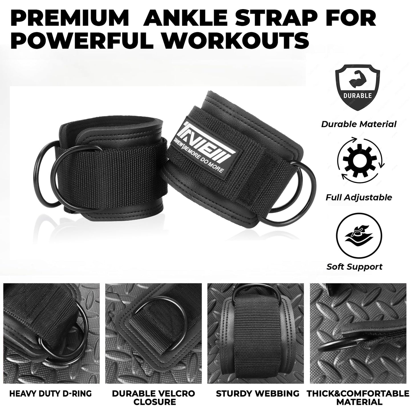 TAVIEW Ankle Straps Cable Machine Attachment for Gym - Cable Kickback Ankle Straps - Padded Ankle Cuffs for Glute Kickbacks and Leg Workouts