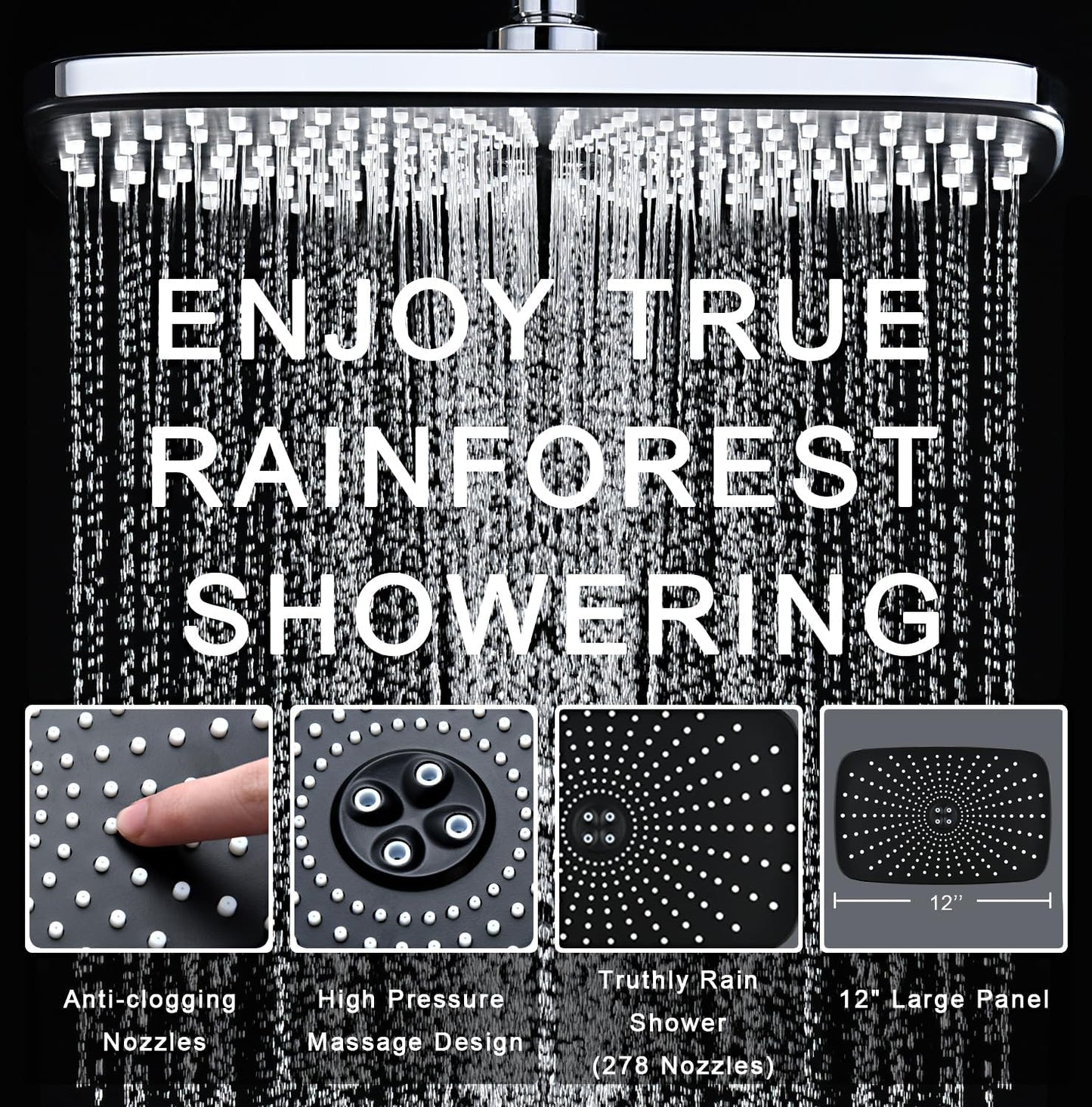 Skiennix High Pressure Rain Shower Head - Handheld Spray Combo with 10 Settings & Magnetic Docking