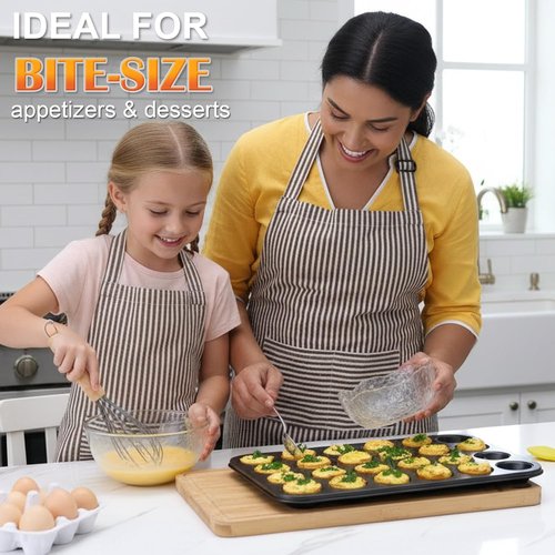 E-far Mini Muffin Pan - 24-Cup Nonstick Carbon Steel Bakeware for Perfect Muffins & Cupcakes | Oven Safe