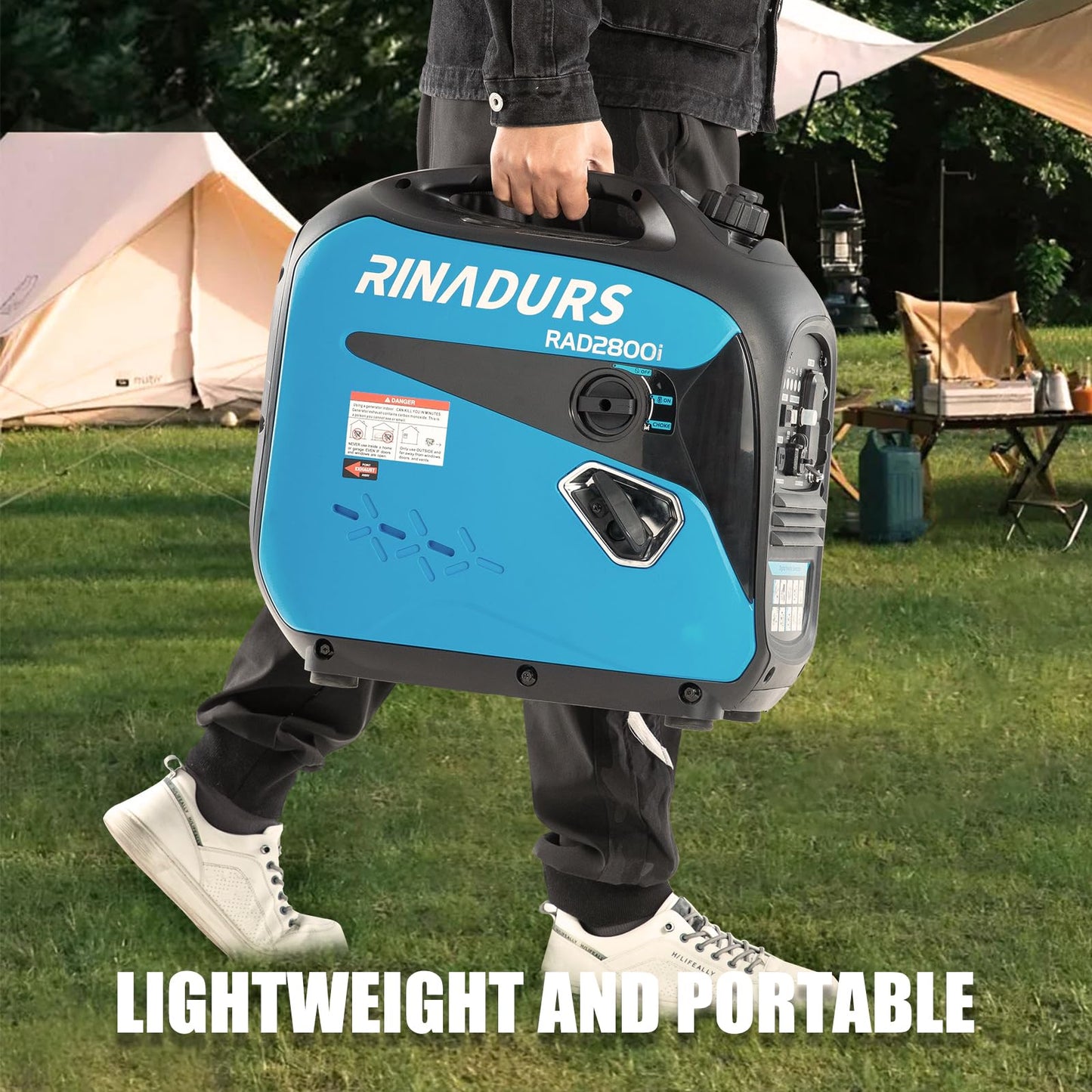 2800 Watt inverter generator, quiet and portable, suitable for home backup power, outdoor camping, and construction sites.EPA Compliant