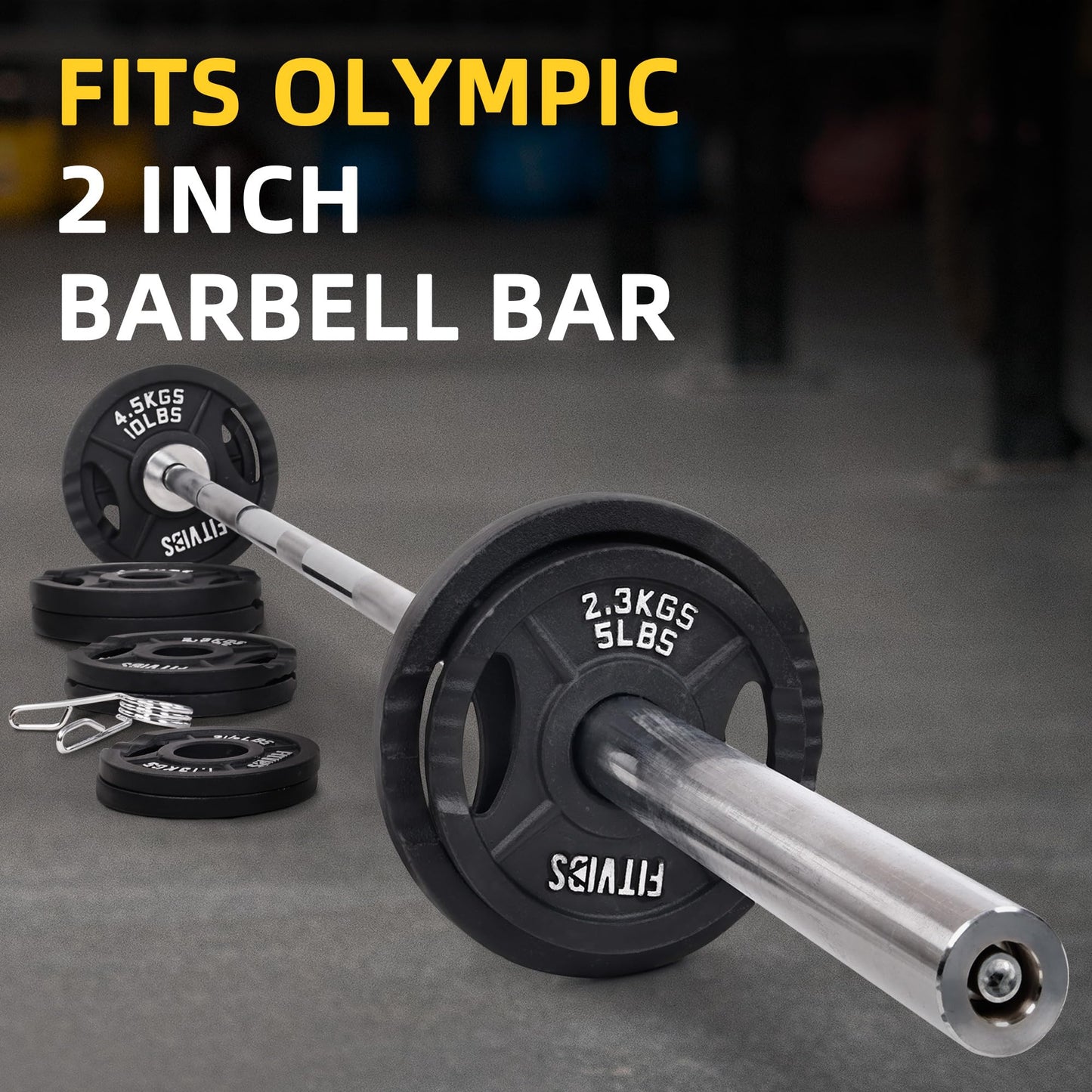 Fitvids 1 Inch Standard Barbell Weight Plates Set, 120 LB(2.5-25 LB) Barbell Weight Set for Home Gym Strength Training, Deep Grip Edge