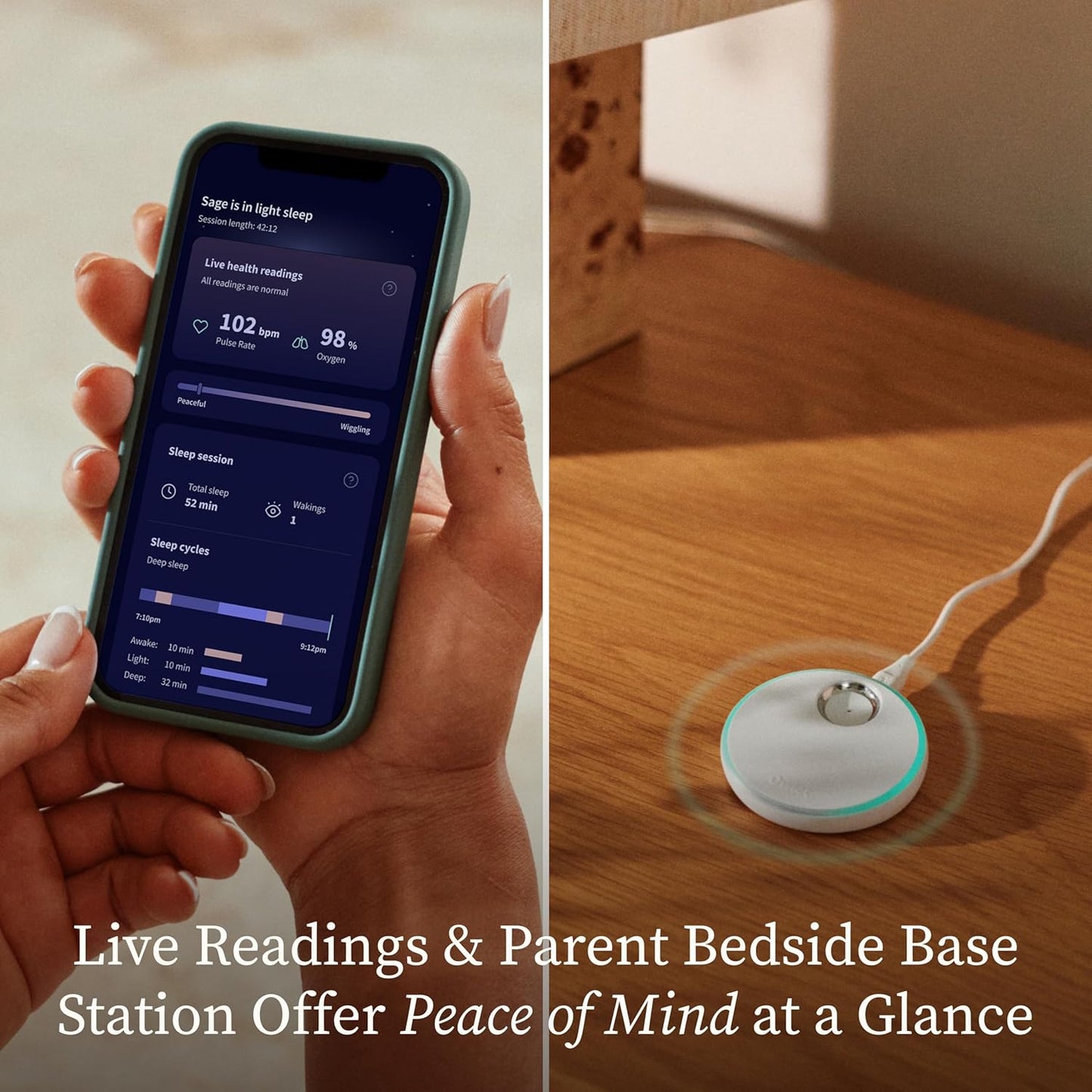 Owlet Dream Sock - Smart Baby Monitor Tracking Heart Rate & Oxygen Levels | Mint Color