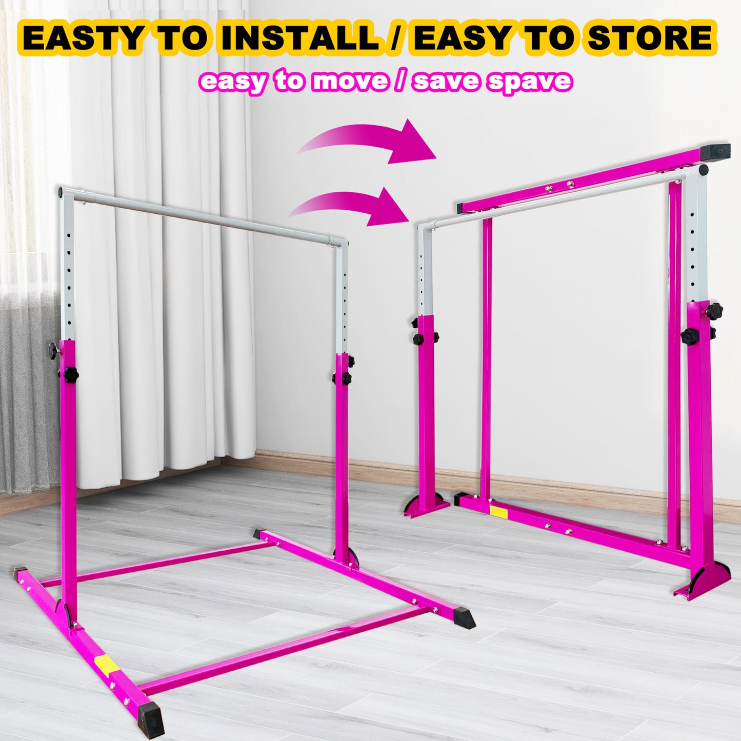 MARFULA Gymnastic Bar for Kids Gymnastic Kip Bar Horizontal Bar Purple Bar Gymnastic Training Equipment for Kids 3-15 Years Home and Club Use