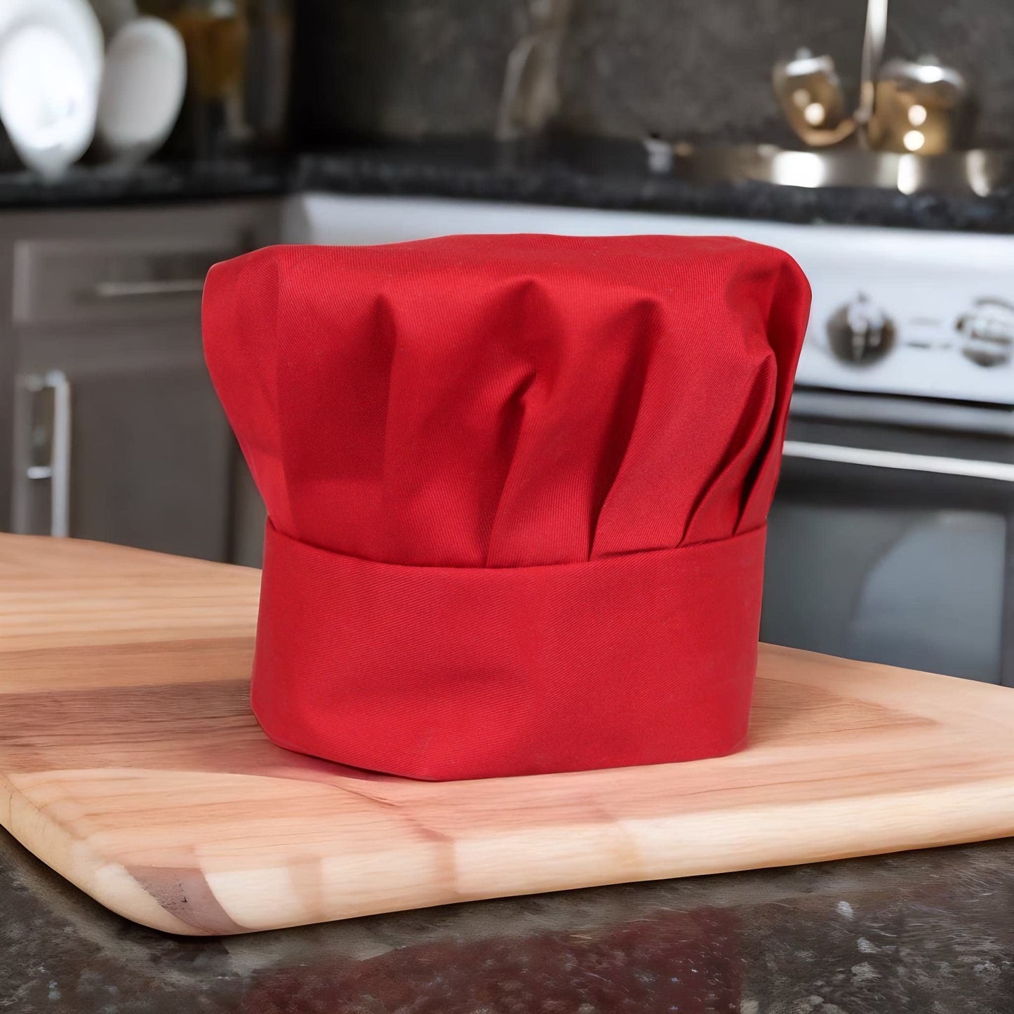 Tessa's Kitchen Club - Child's Chef Hat Apron Set, Children's Kitchen Cooking and Real Baking Wear Kit for Chefs in Training (Red, Med (6-12yr))