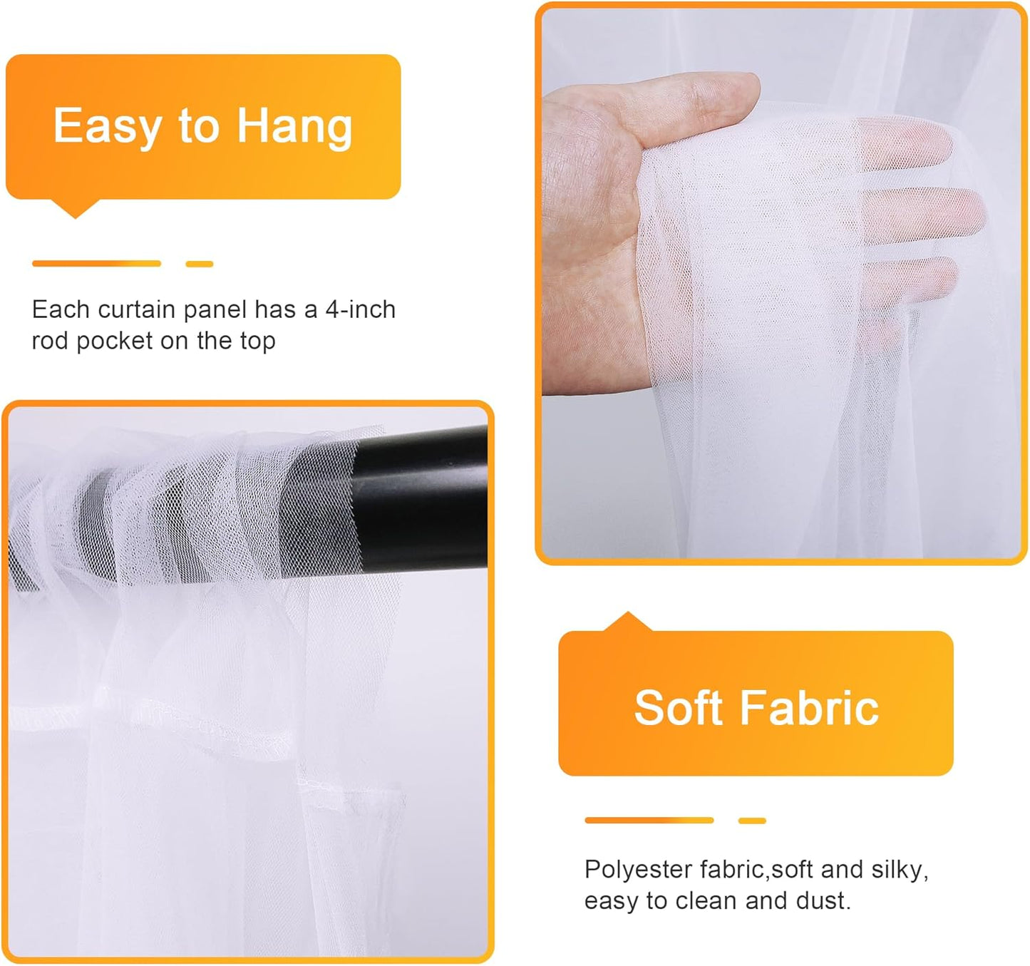10FT 8FT (2 5x8FT) Fomcet Tulle Backdrop Curtains with Lights String White X Sheer Curtain with Lights Tulle Curtains