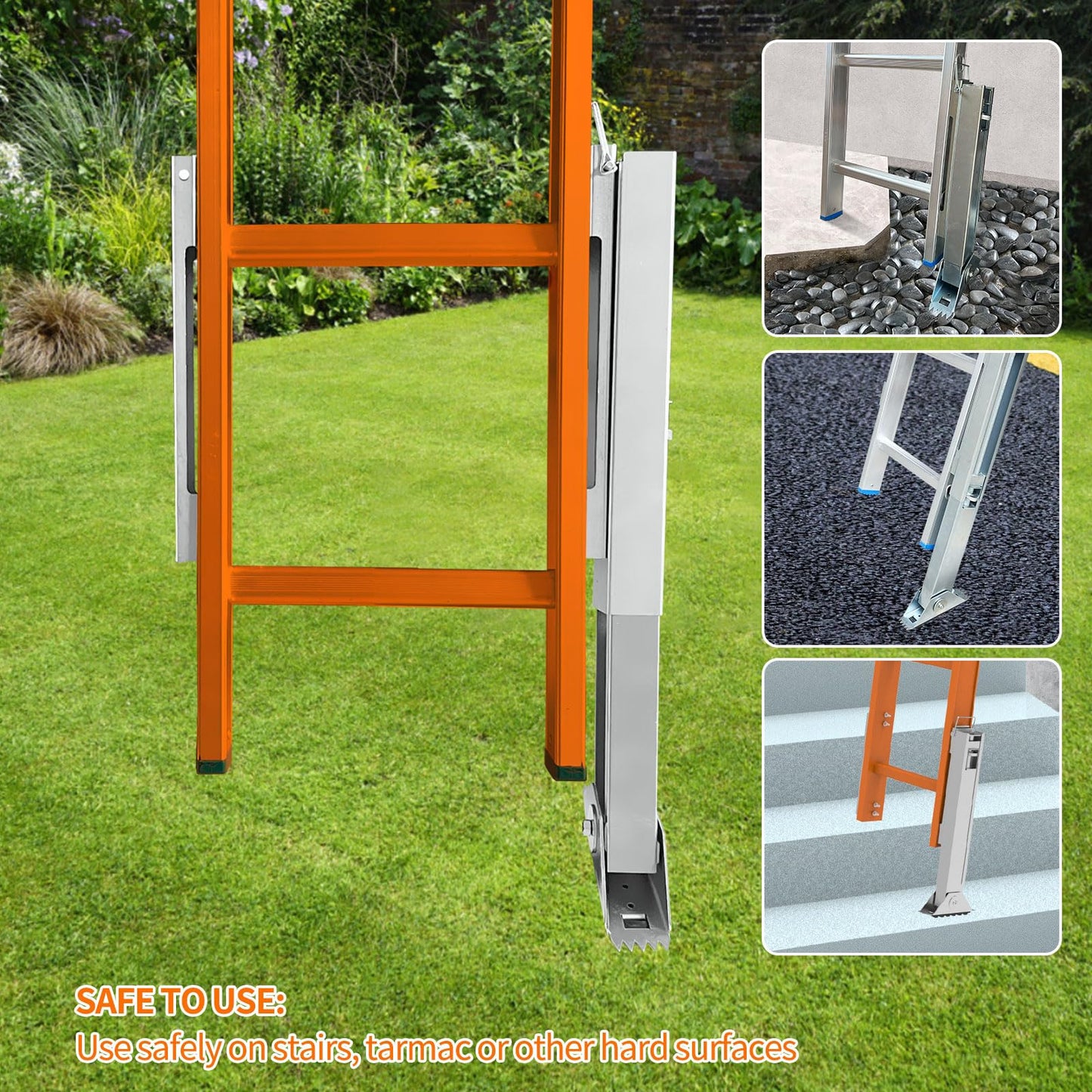 Ladder Leveler for Extension Ladder, Adjustable Extension Ladder Stabilizer Leg Ground Leveler, with Anti-Slip Pattern Steel Pole,Ladder Levelers for Extension Ladders(1 Piece)